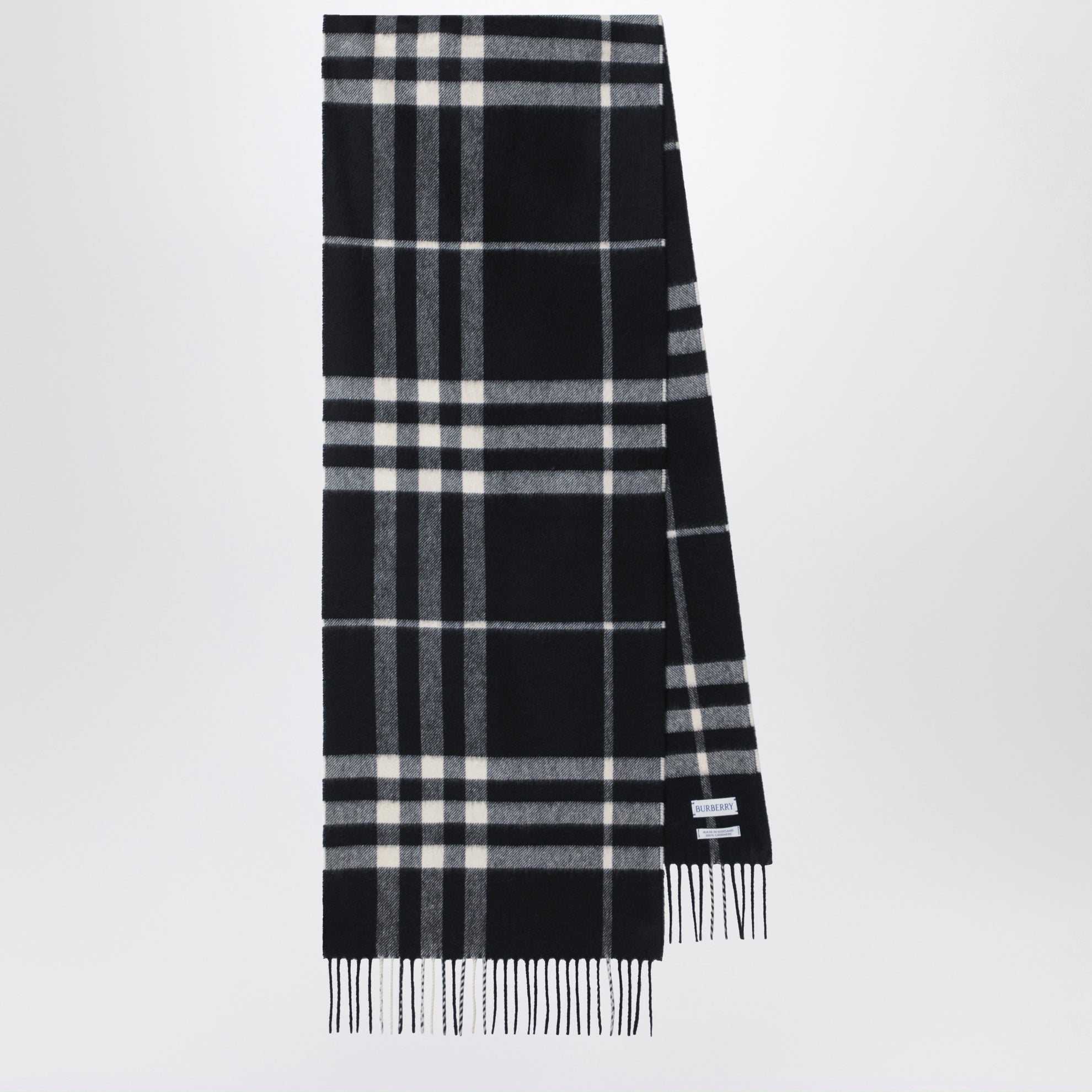 Sciarpa Check in cashmere nera