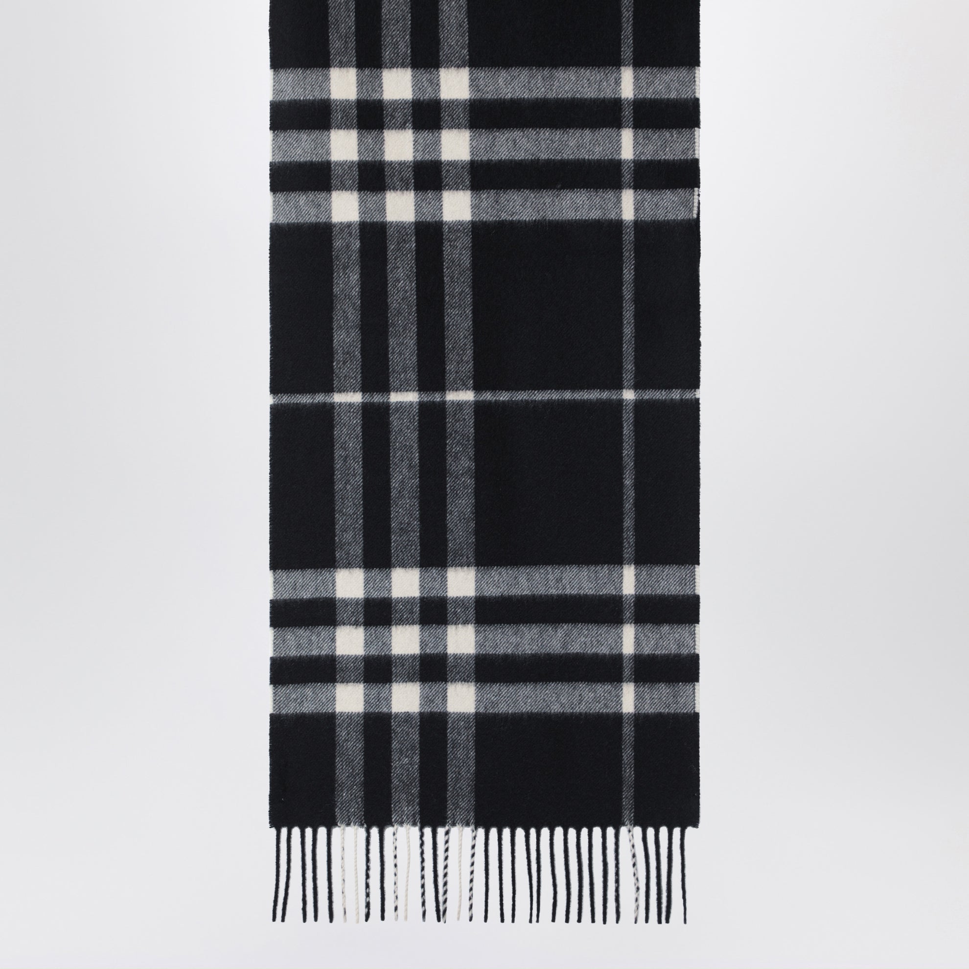 Sciarpa Check in cashmere nera