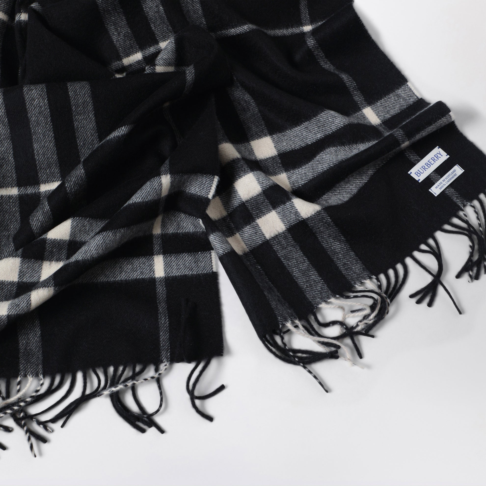 Sciarpa Check in cashmere nera
