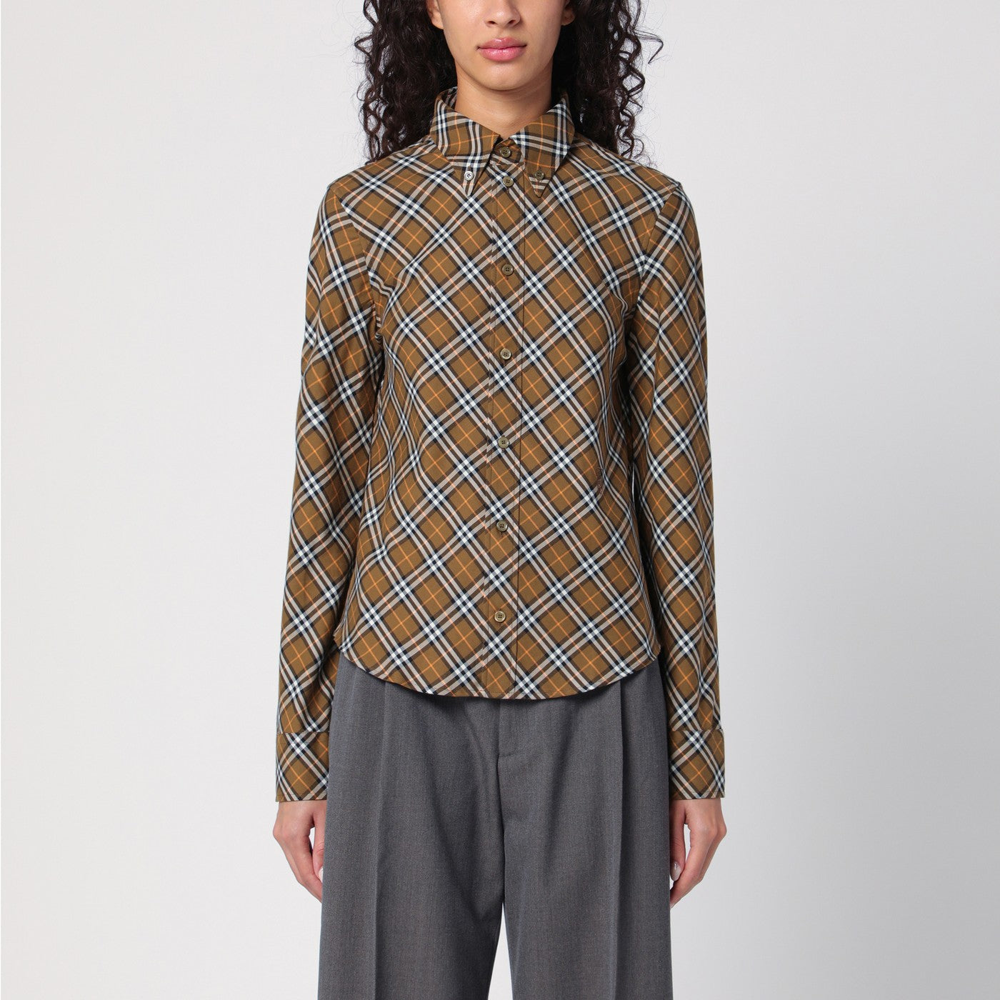Oxid-coloured Check cotton shirt