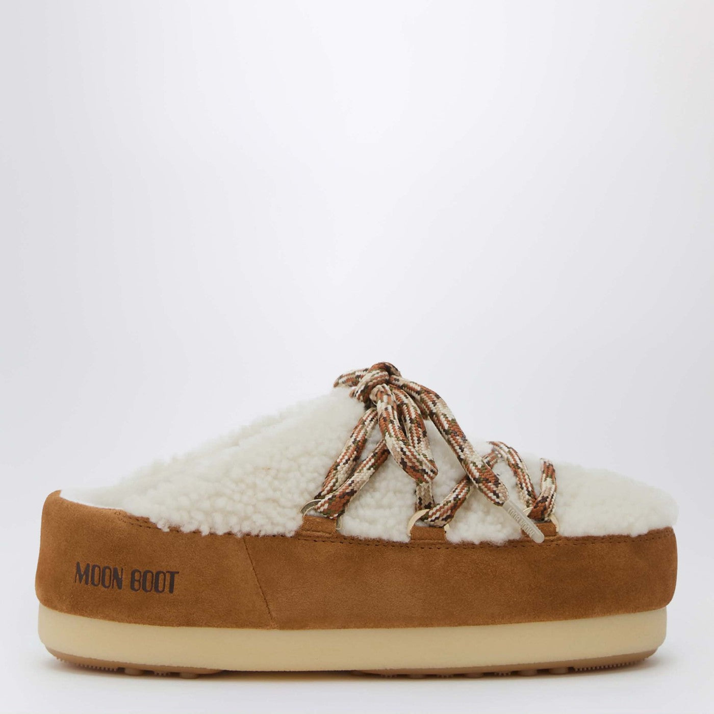 Mules in shearling bianco e suede