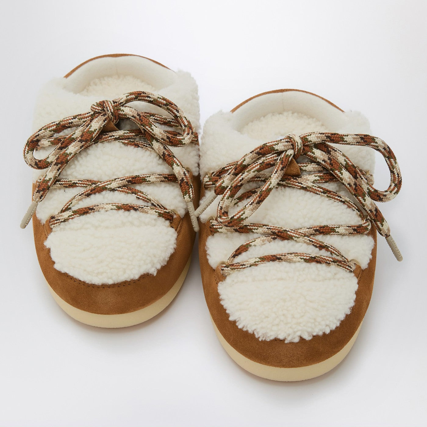 Mules in shearling bianco e suede