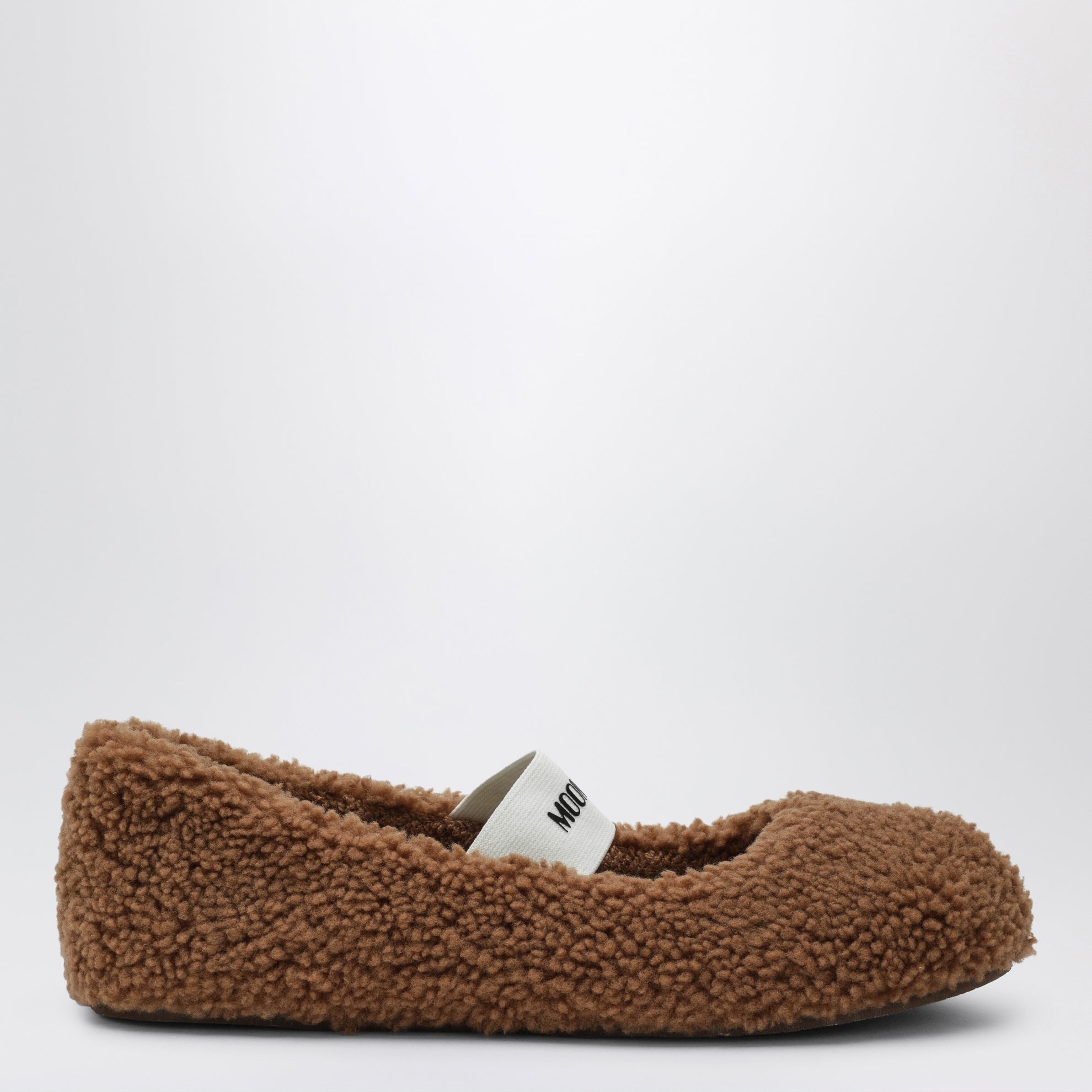 Cognac shearling ballerina