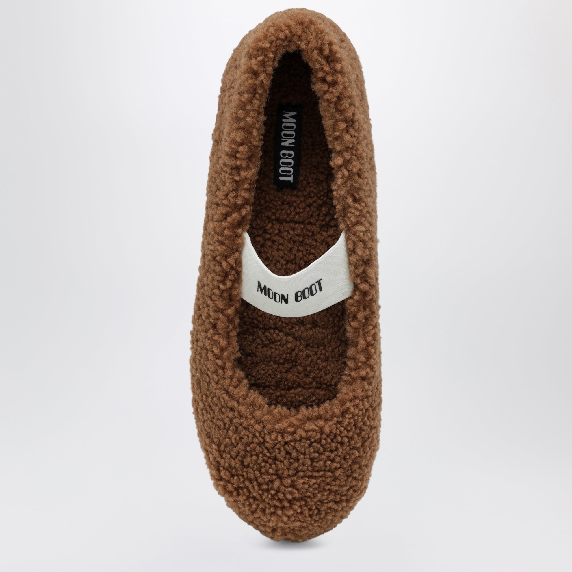 Cognac shearling ballerina