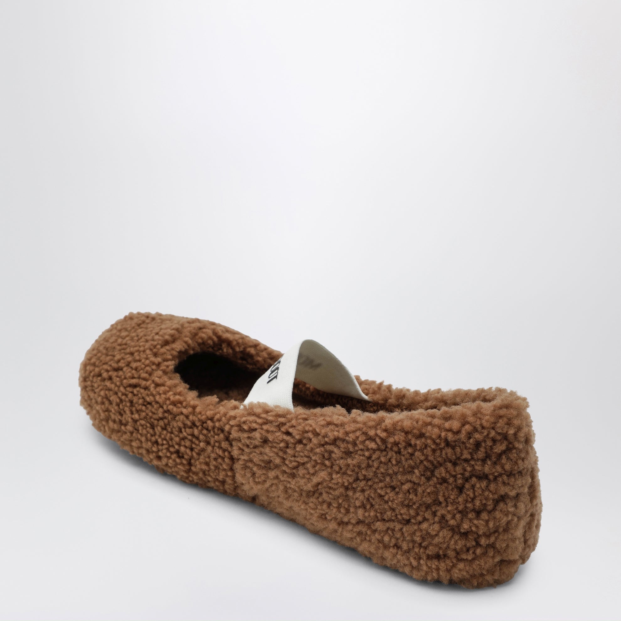 Cognac shearling ballerina