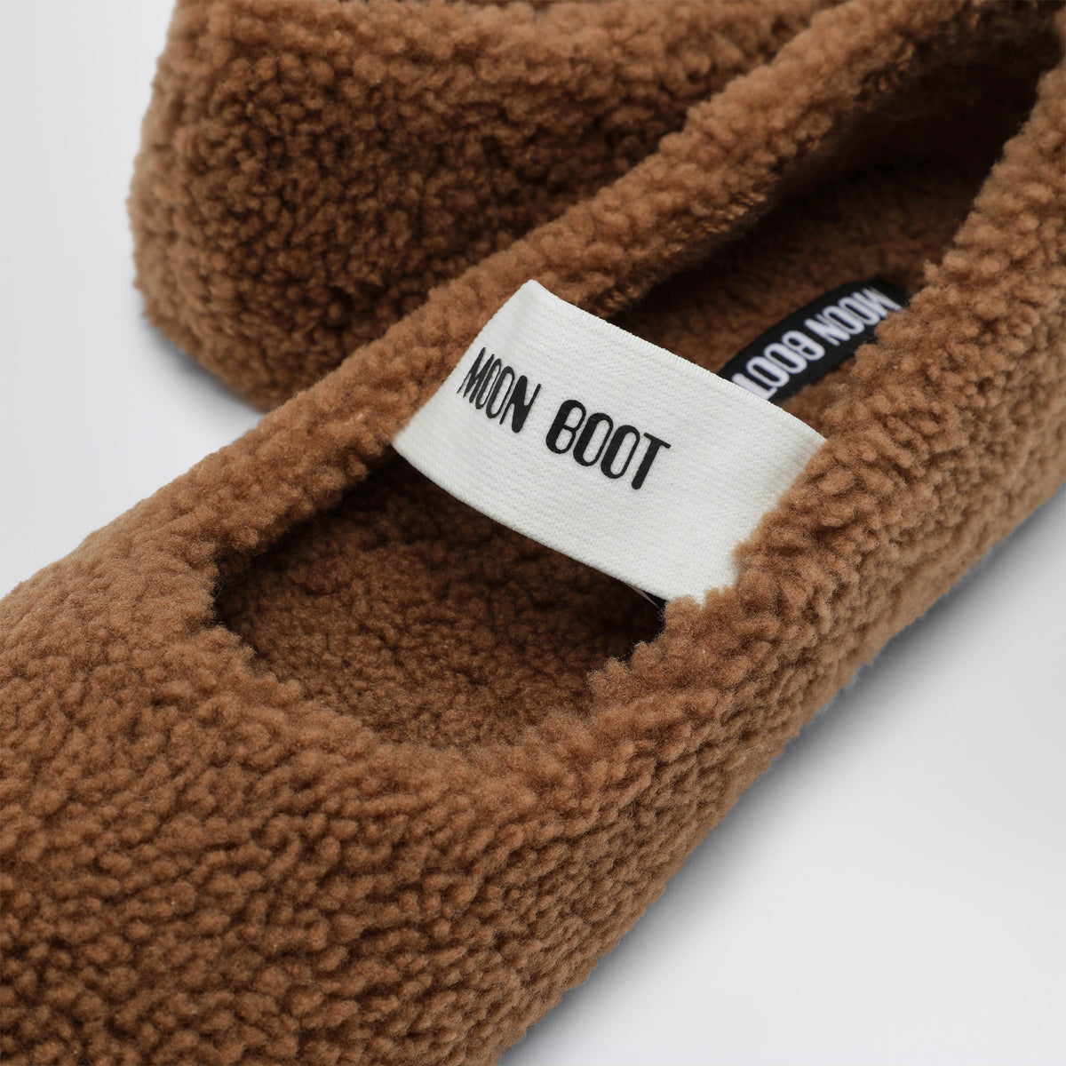 Cognac shearling ballerina