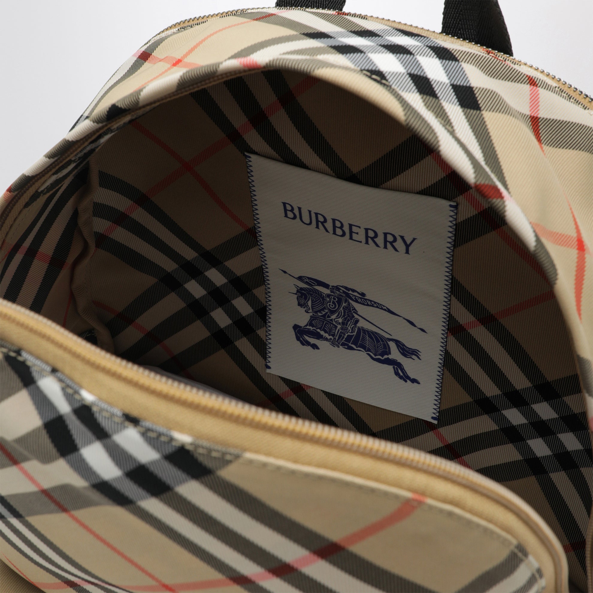 Small beige Check pattern backpack