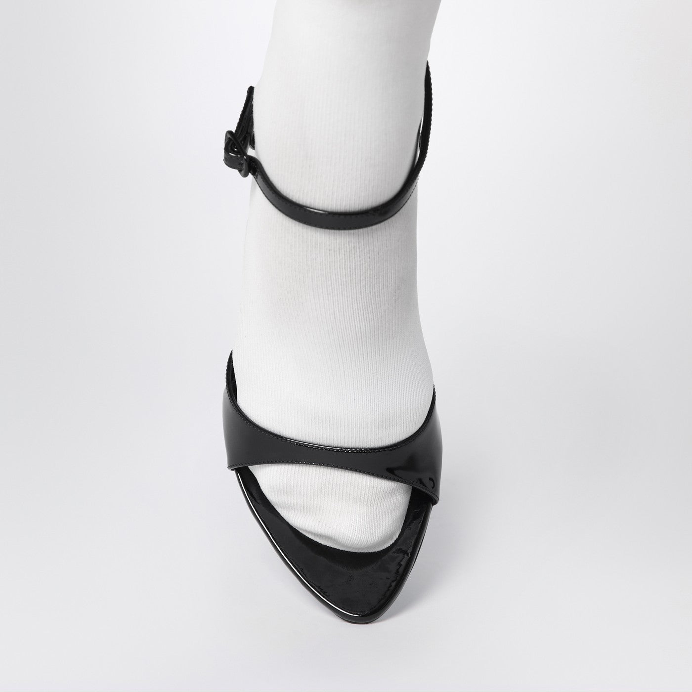 Avenue Sock black sandal in patent leather and mesh