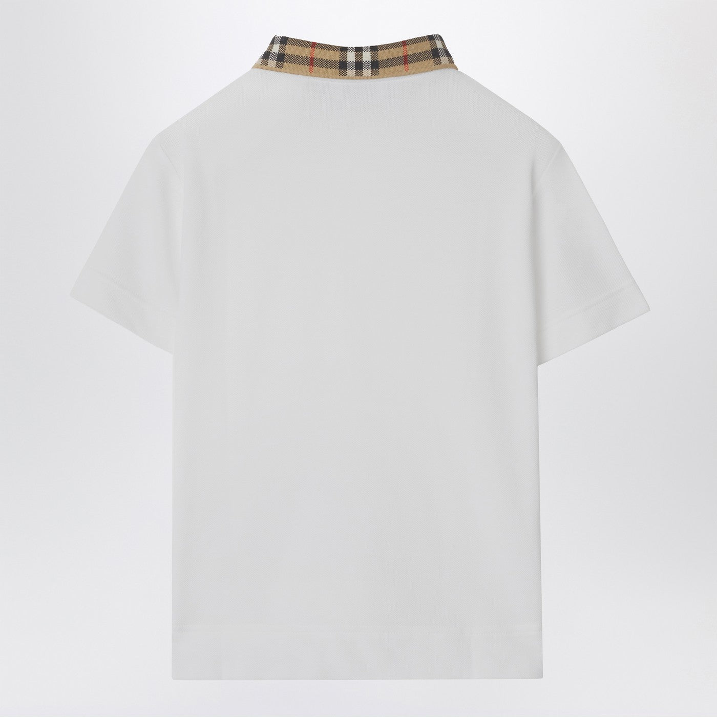 Polo bianca con colletto motivo Check