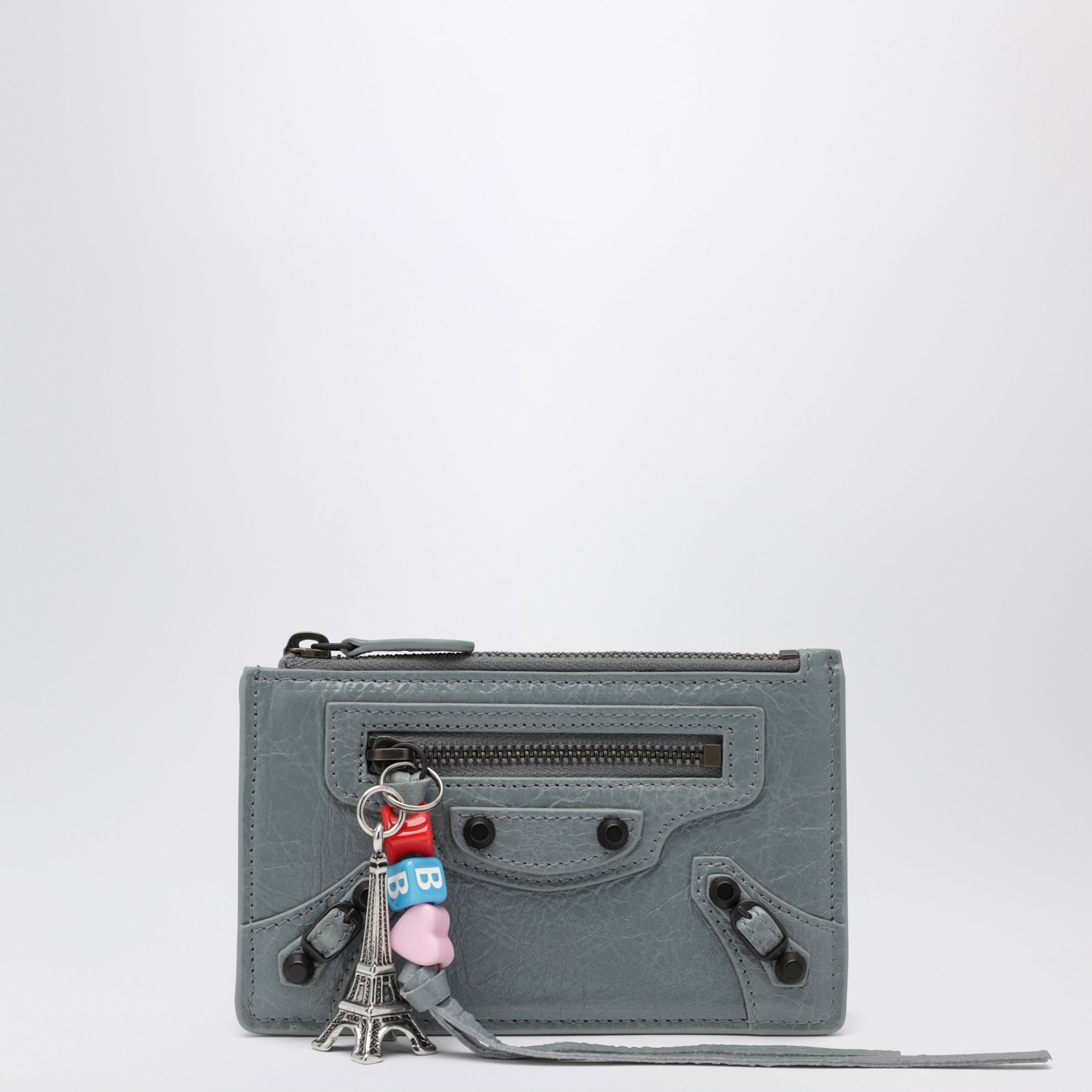 Le City long coin and card holder in lambskin, blue-grey