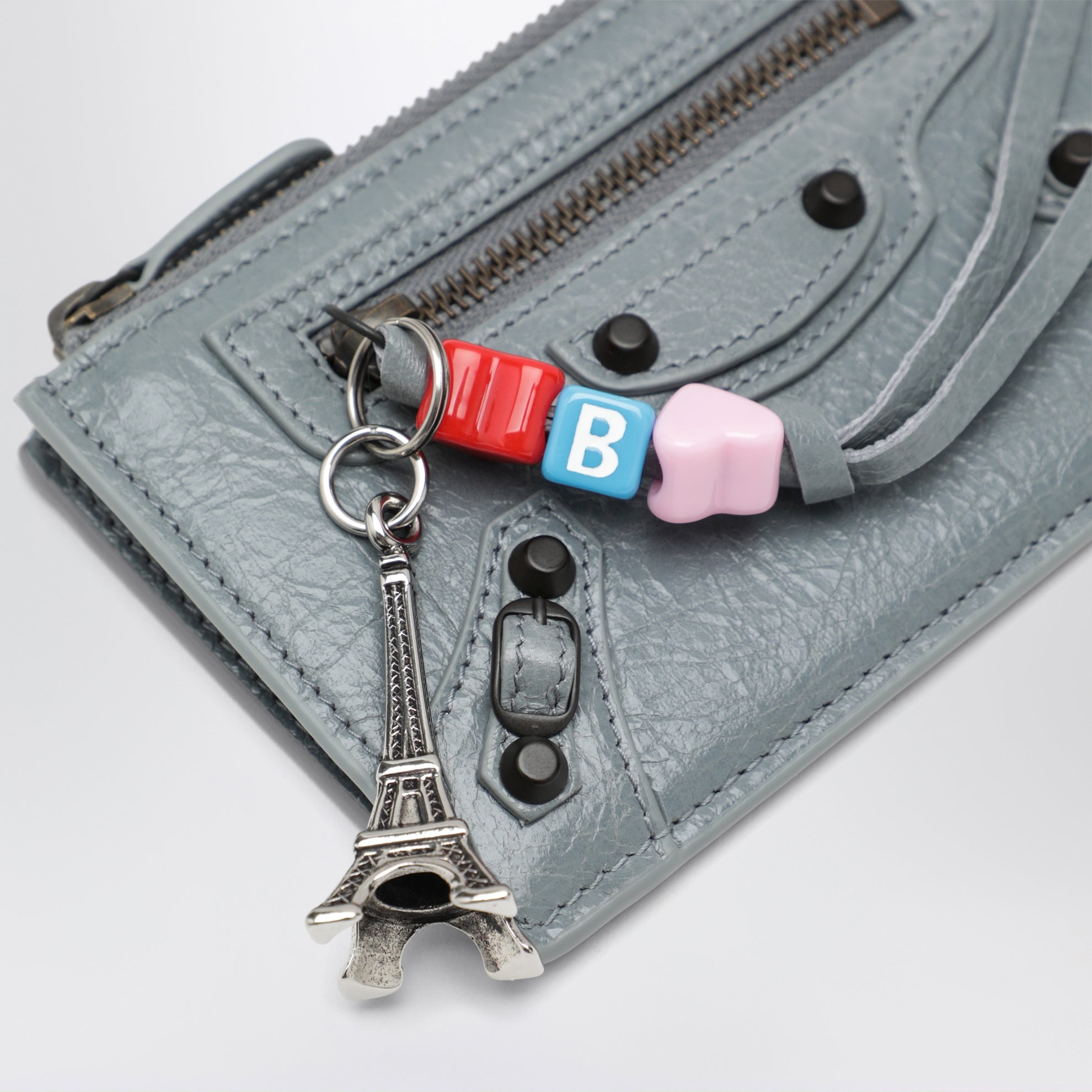 Le City long coin and card holder in lambskin, blue-grey