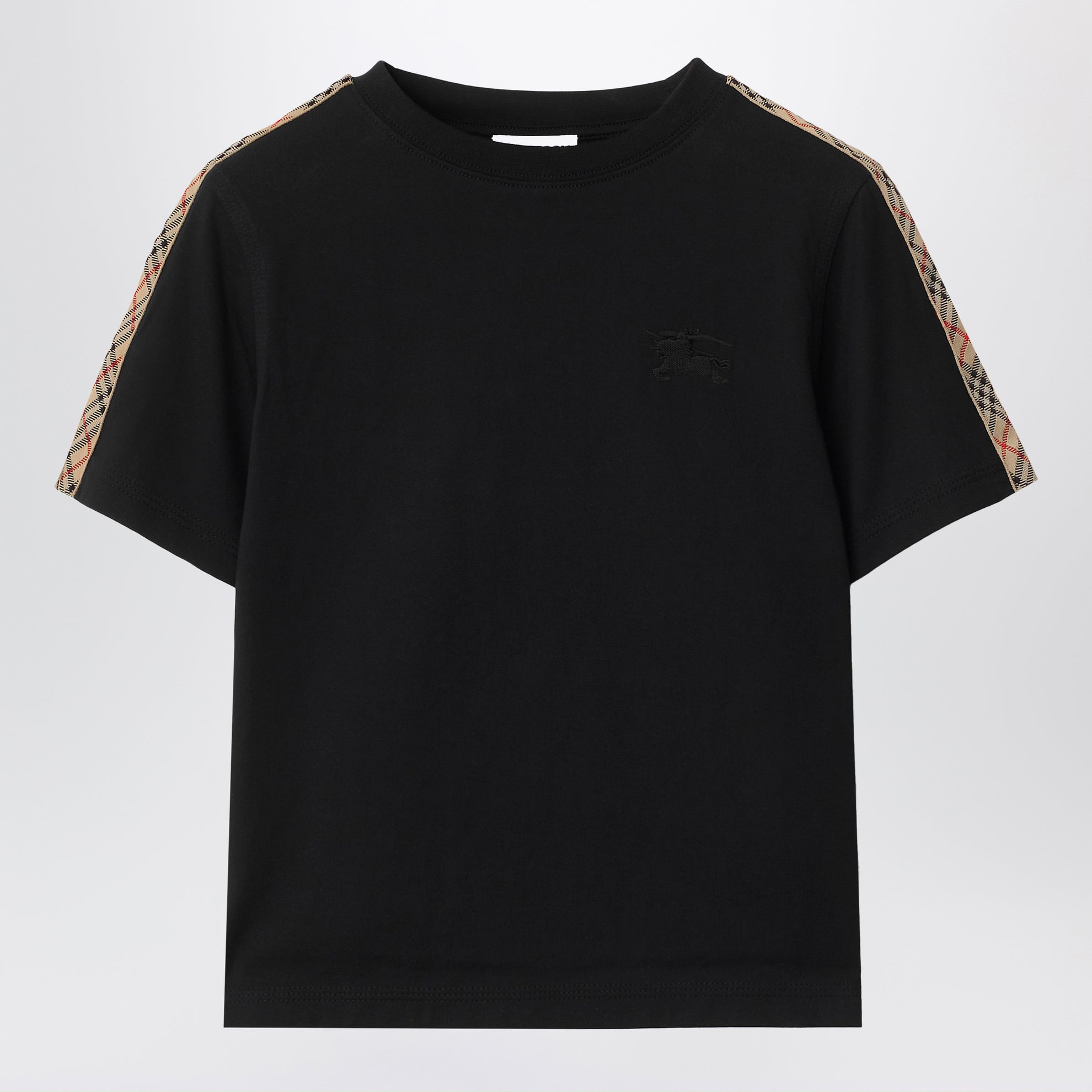 T-shirt nera con dettaglio motivo Check
