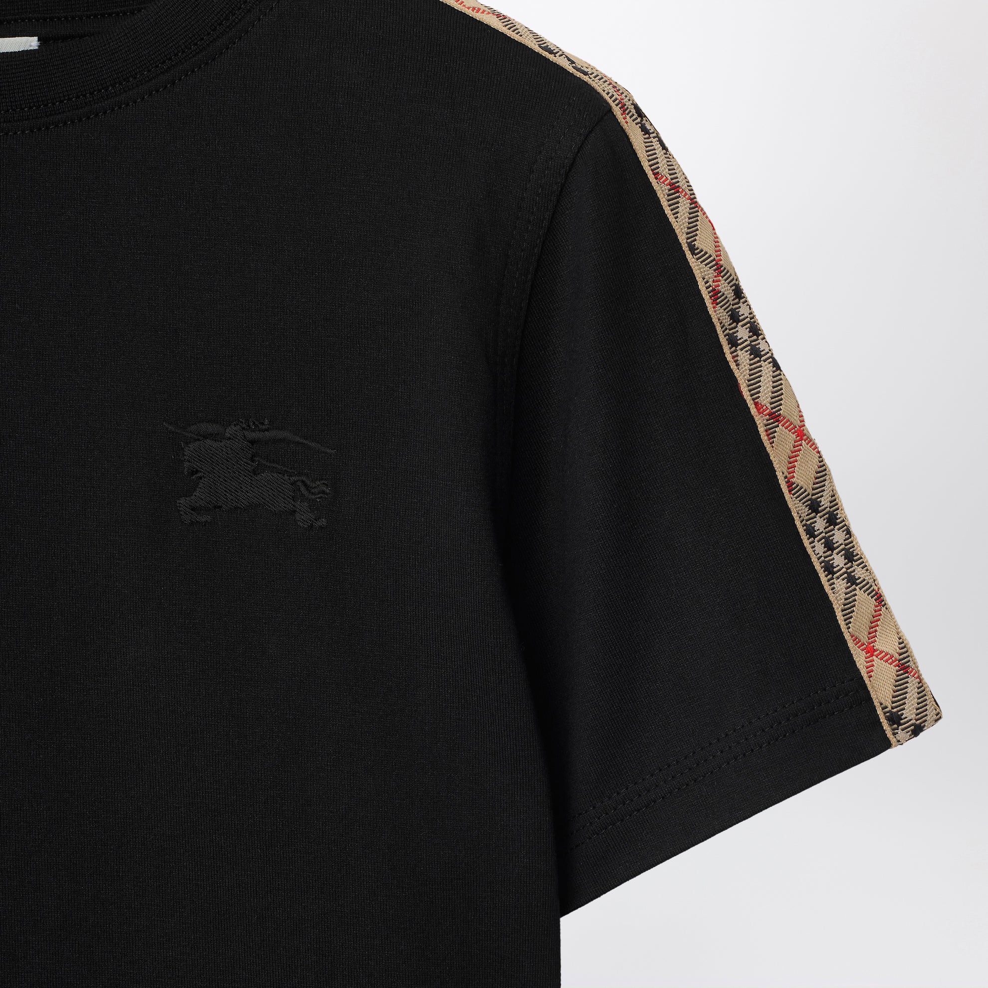 T-shirt nera con dettaglio motivo Check