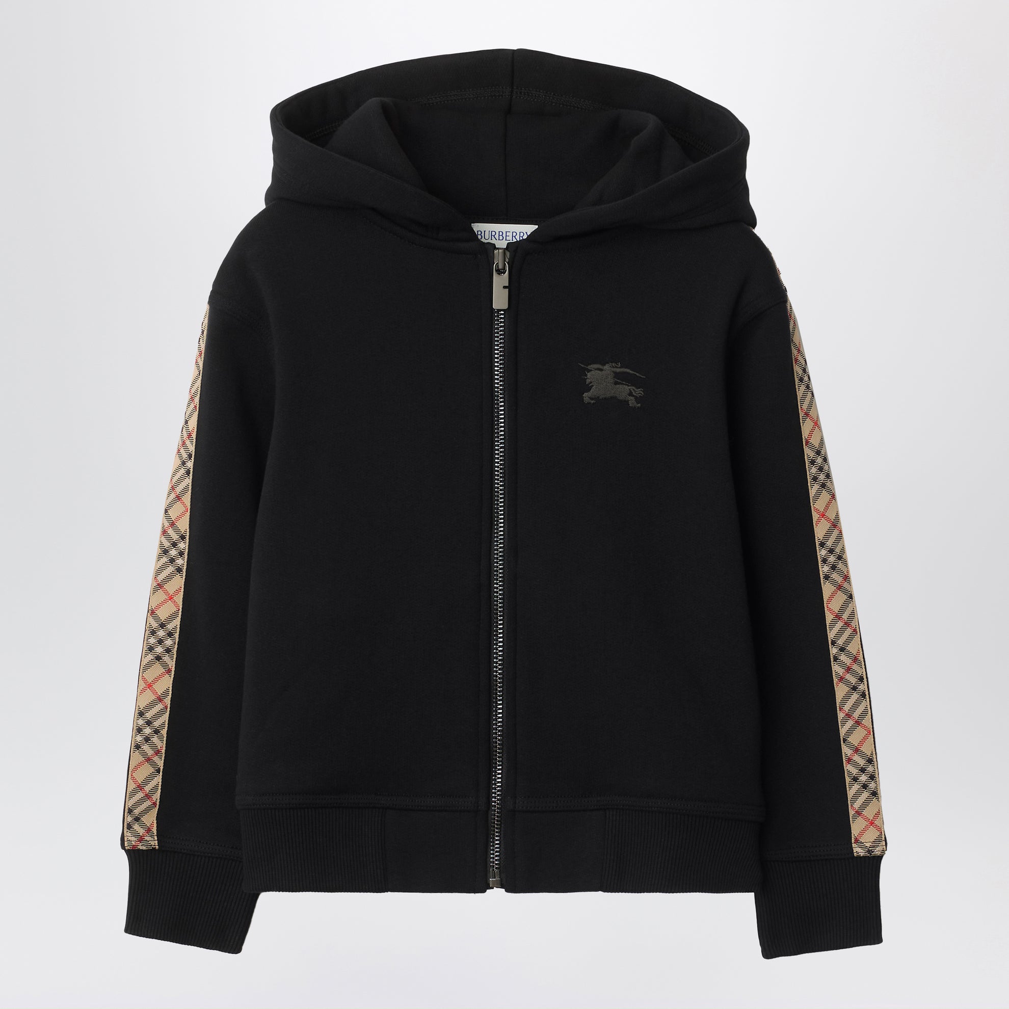 Black sweatshirt with Check motif detail