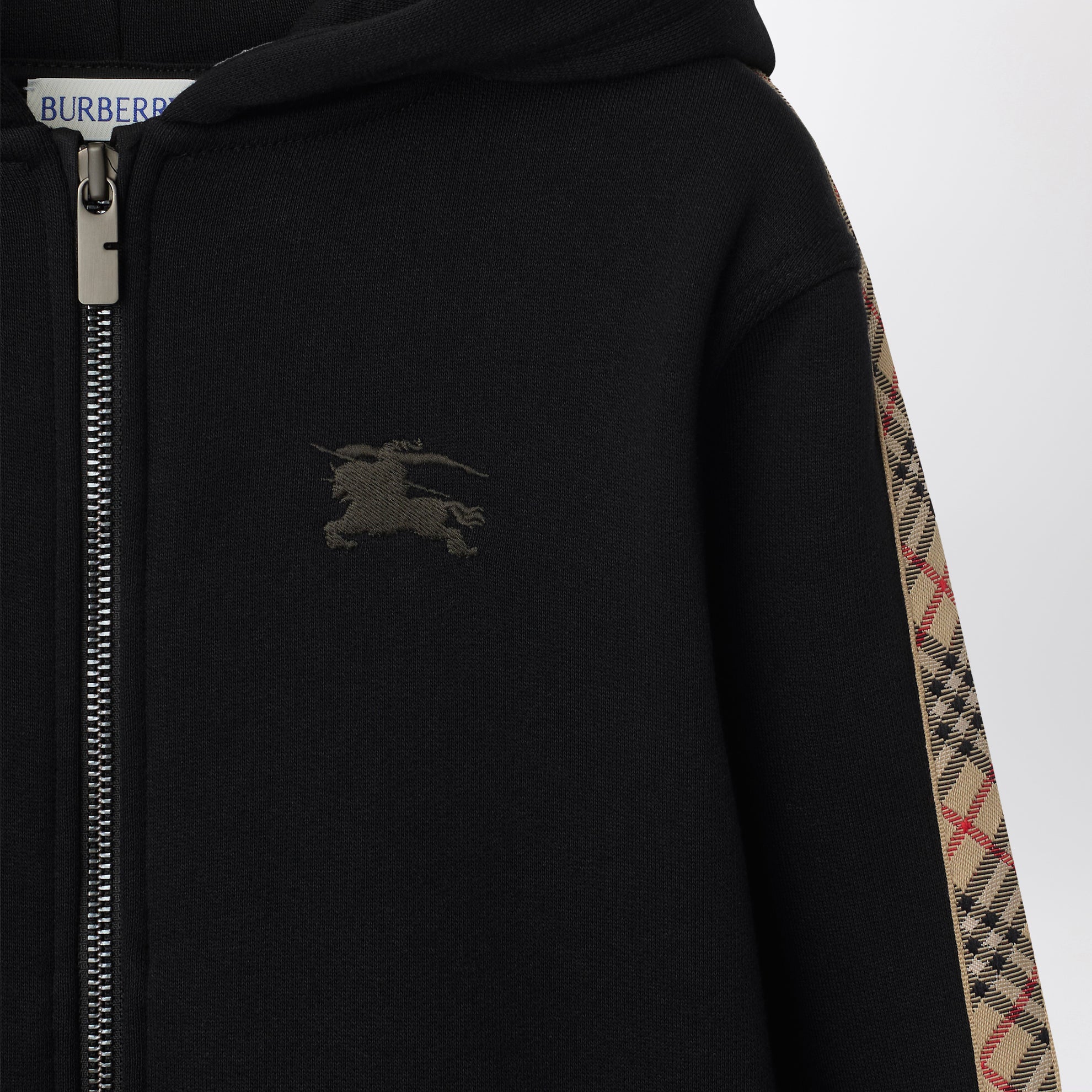 Black sweatshirt with Check motif detail