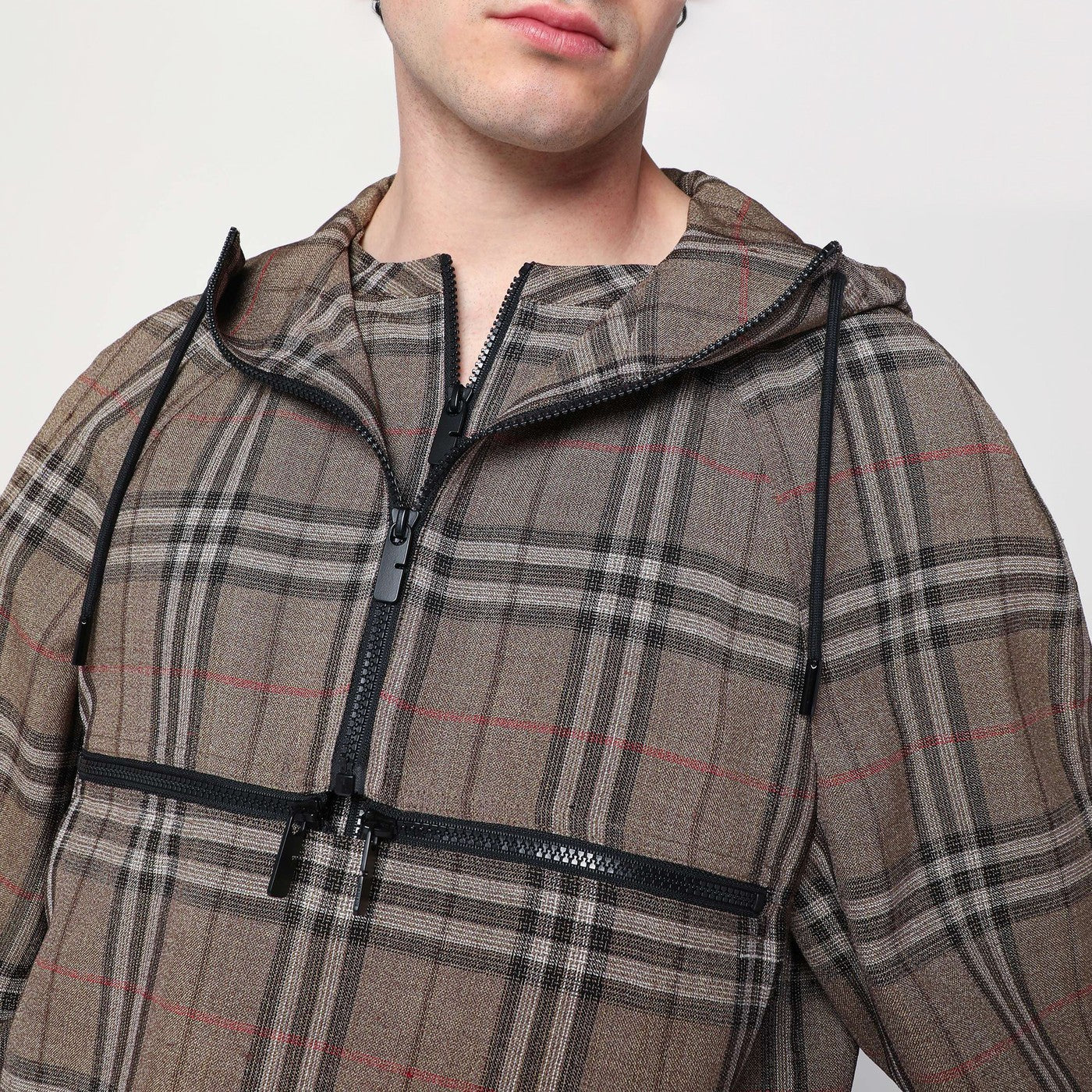 Burberry Half-zip jacket with Check pattern in silk blend | TheDoubleF