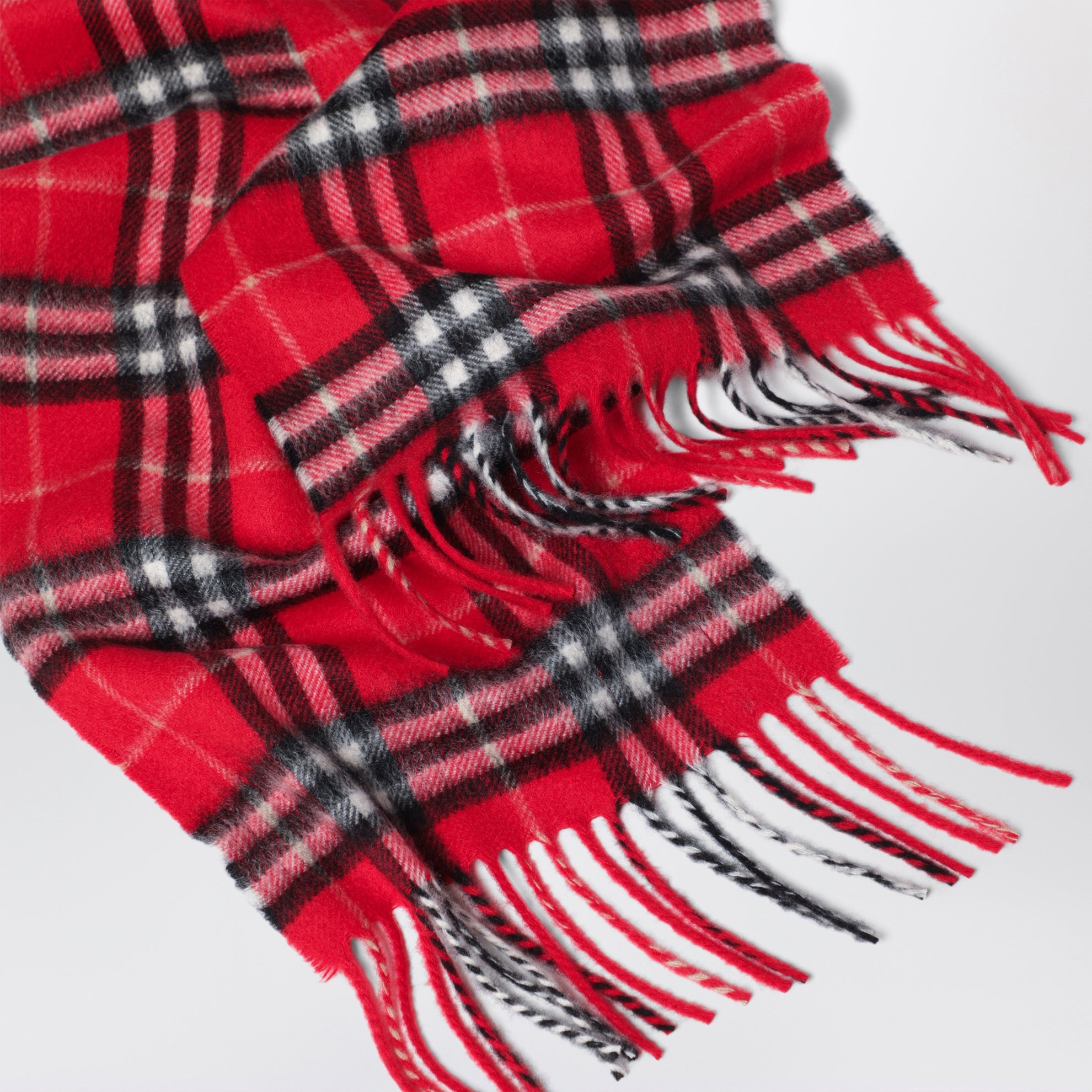 Roter Check-Schal aus Kaschmir