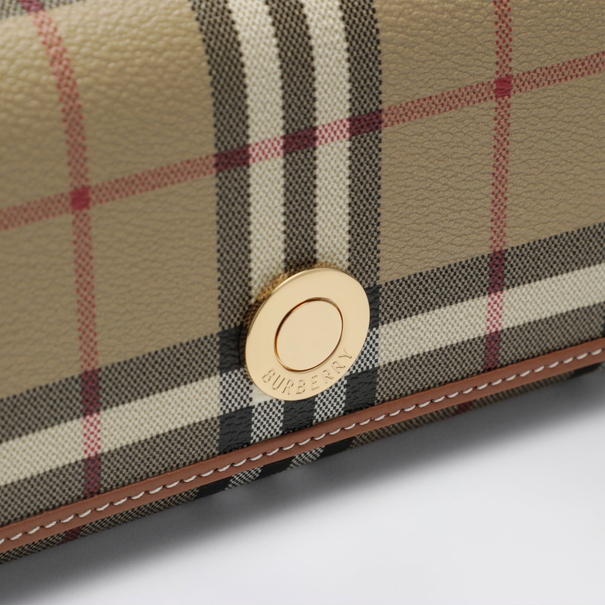 Portefeuille continental Check en coton enduit beige