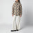 Hooded check nylon puffer jacket in sand