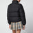 Black Zip-Up Down Jacket with Check Detail