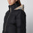 Black Zip-Up Down Jacket with Check Detail