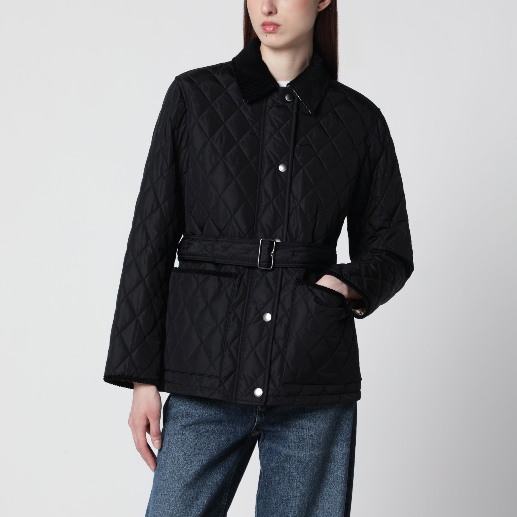 Black quilted nylon jacket