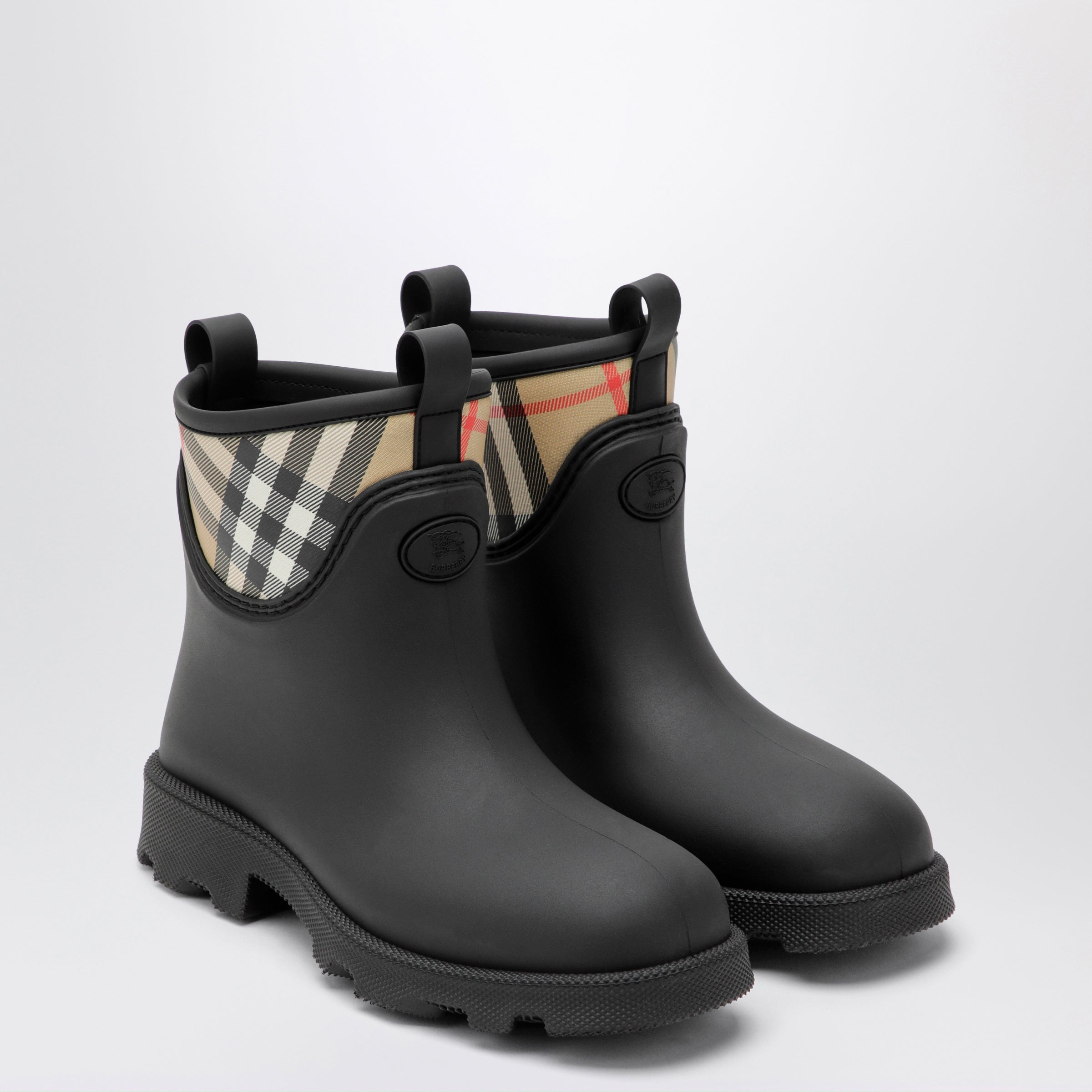 Burberry Marsh Stamp rubber and nylon rain boots in black | TheDoubleF