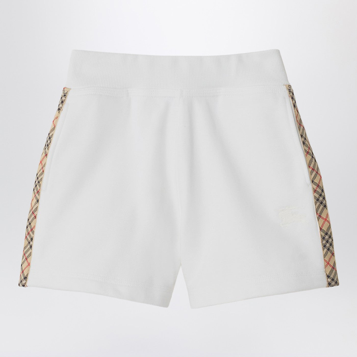 Shorts bianco con finiture Check