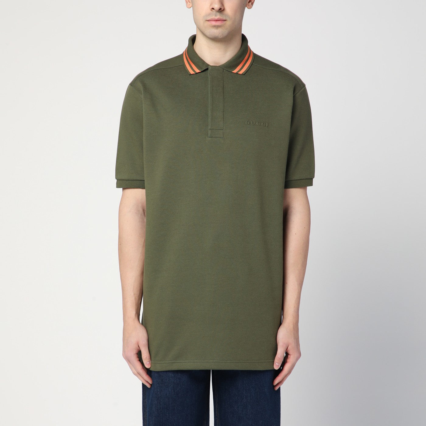 Polo verde muschio in misto cotone