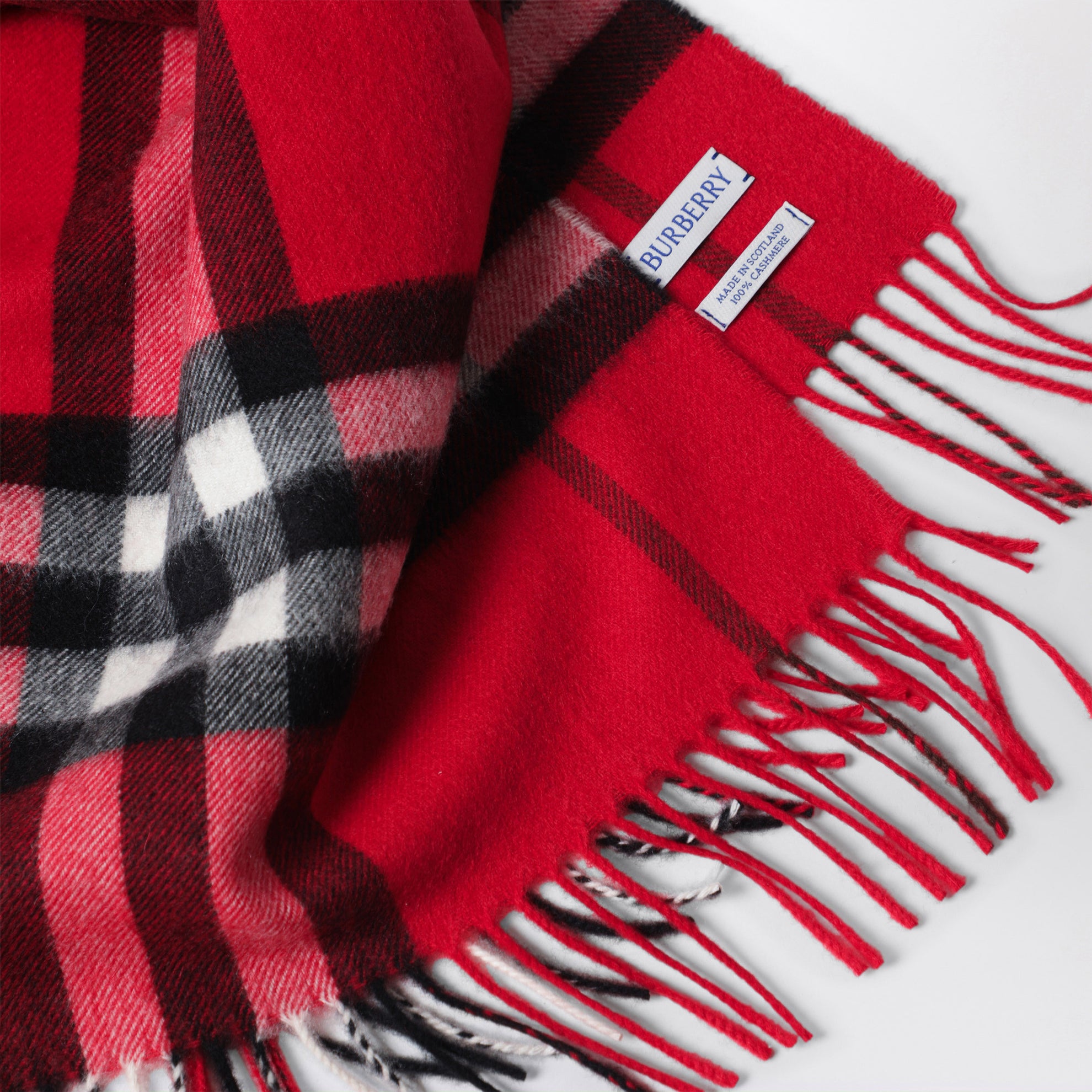 Sciarpa Check in cashmere rosso Post Red