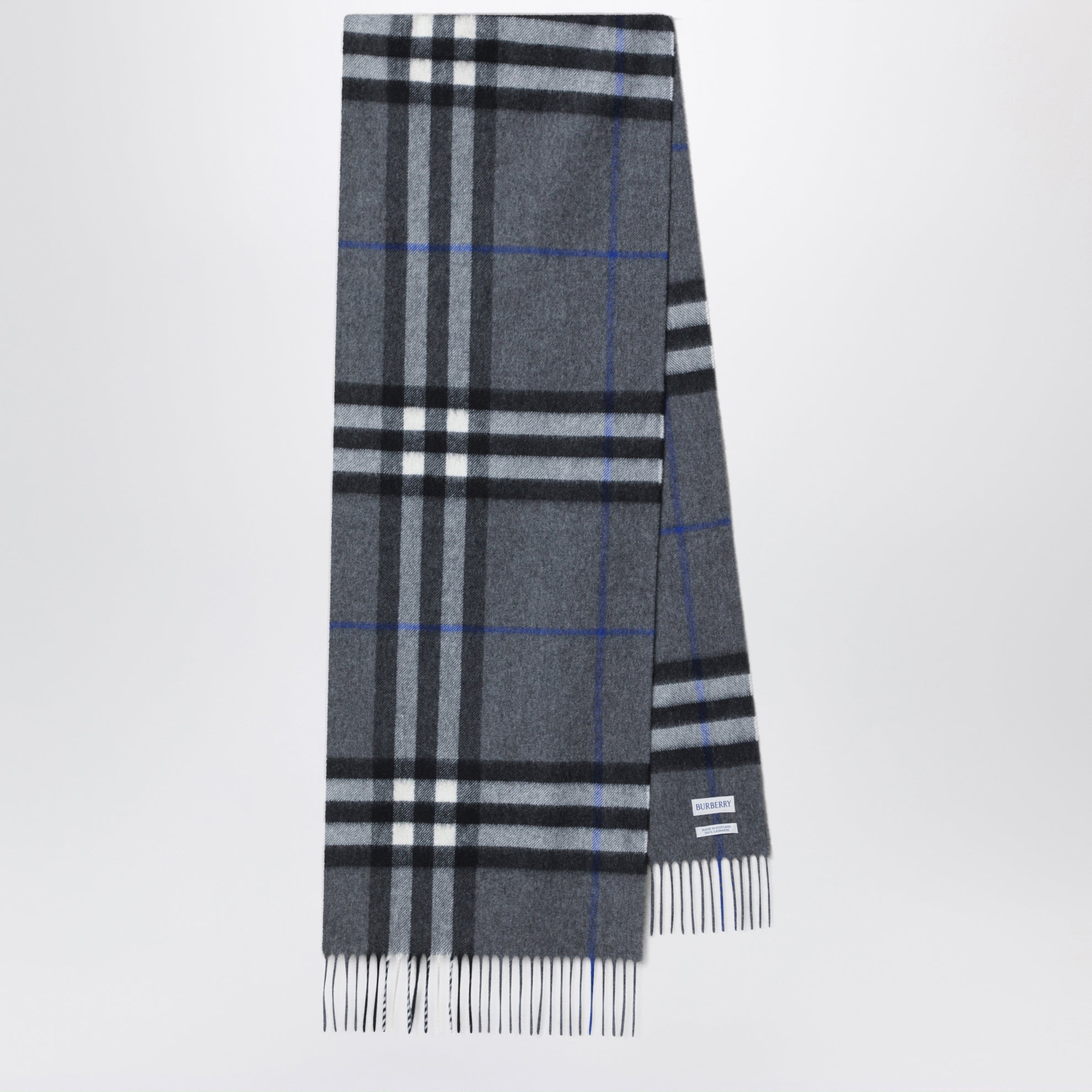 Sciarpa Check in cashmere grigia