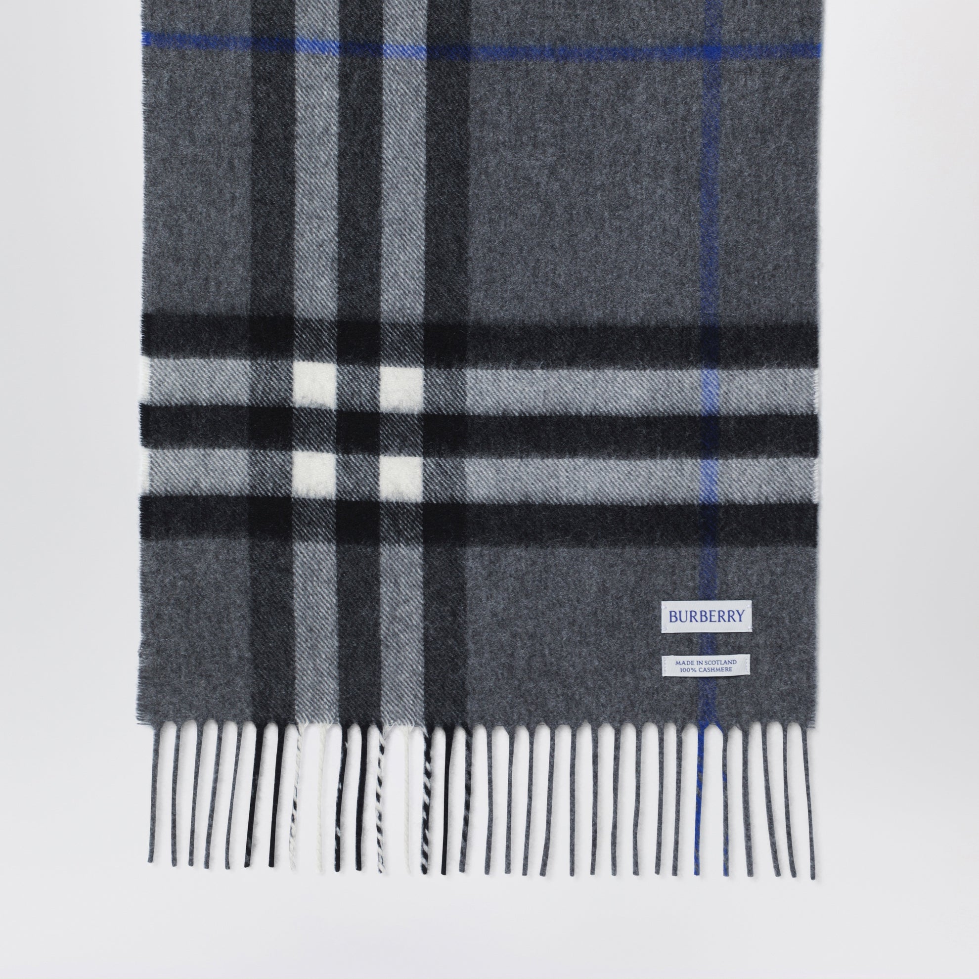 Sciarpa Check in cashmere grigia