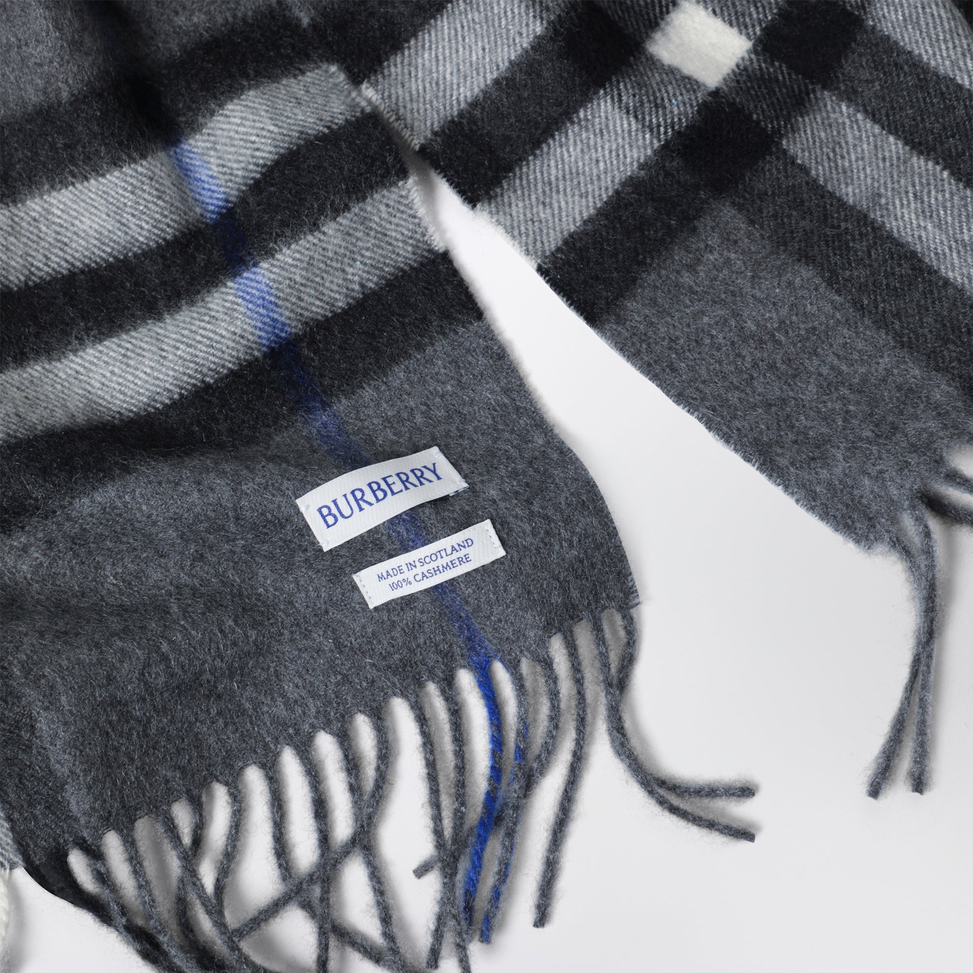 Sciarpa Check in cashmere grigia
