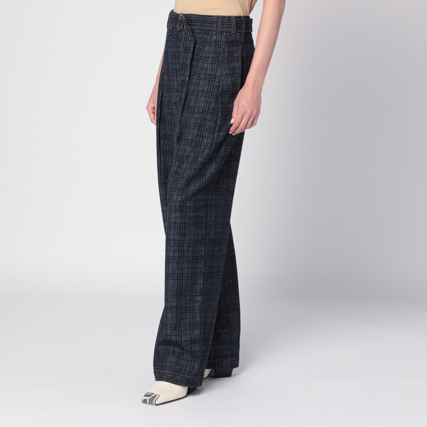 Jean indigo en denim motif Check