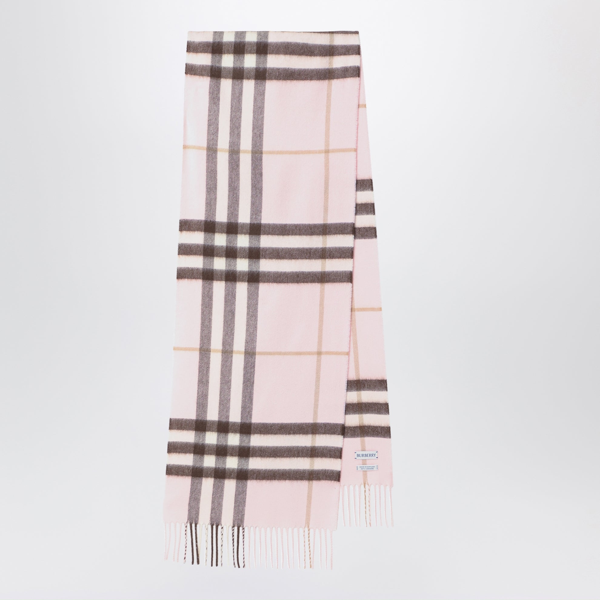 Écharpe rose en cachemire à motif Check