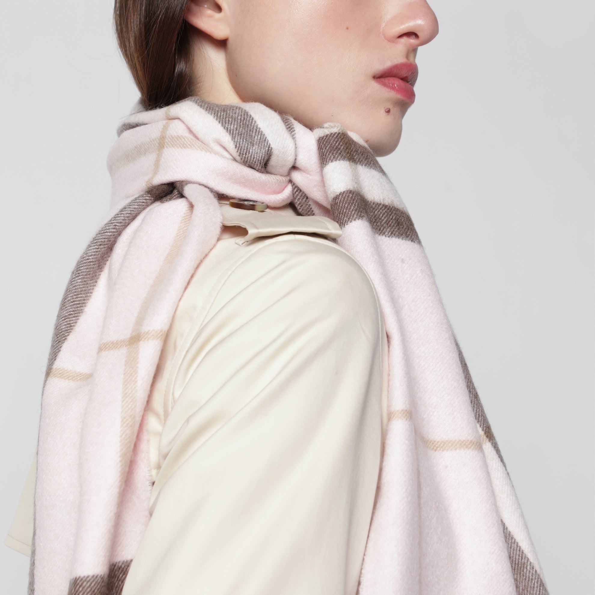 Écharpe rose en cachemire à motif Check