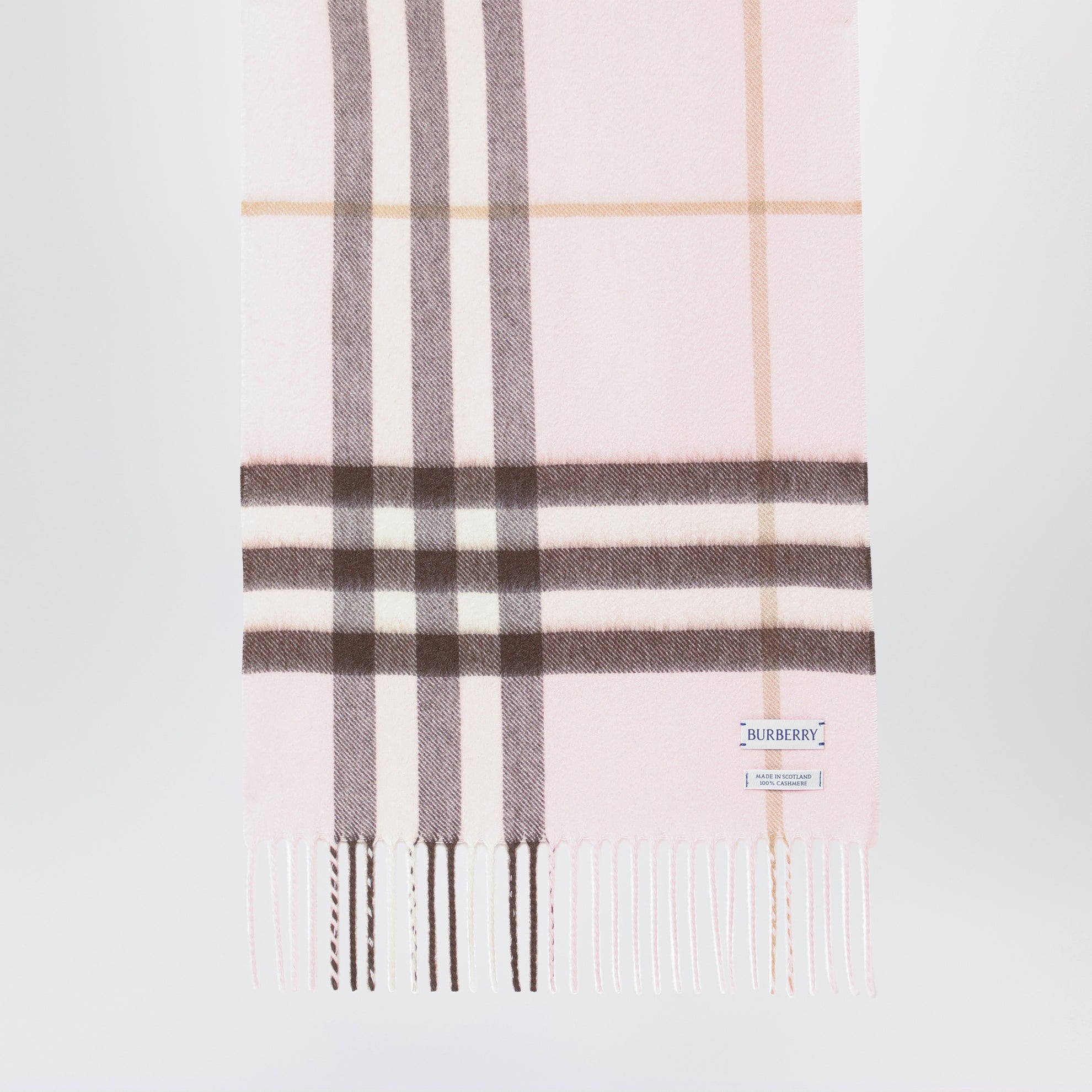 Écharpe rose en cachemire à motif Check