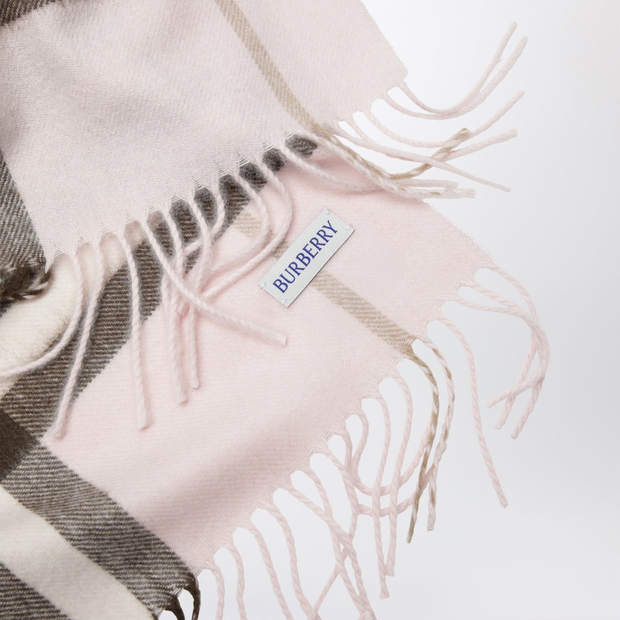 Écharpe rose en cachemire à motif Check