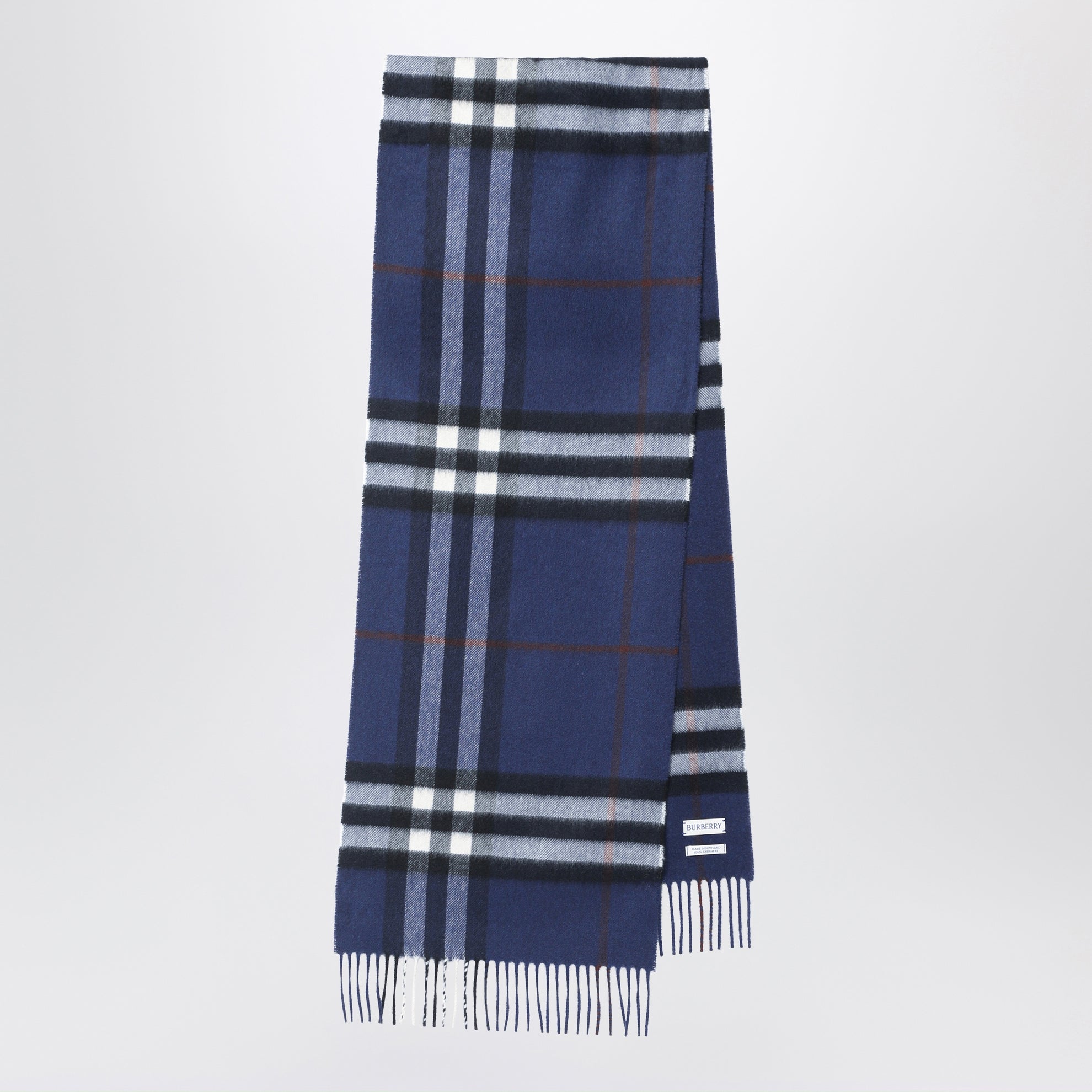Écharpe bleue en cachemire à motif Check