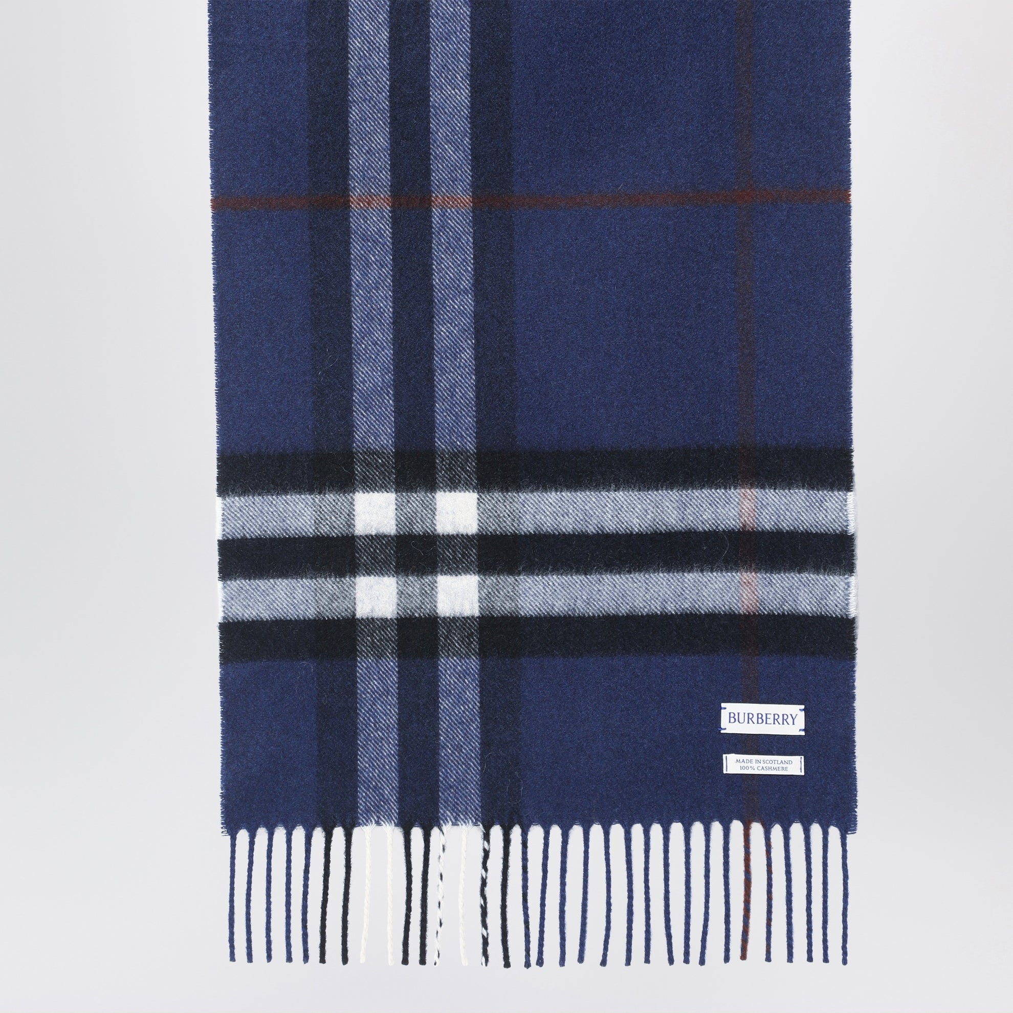 Écharpe bleue en cachemire à motif Check