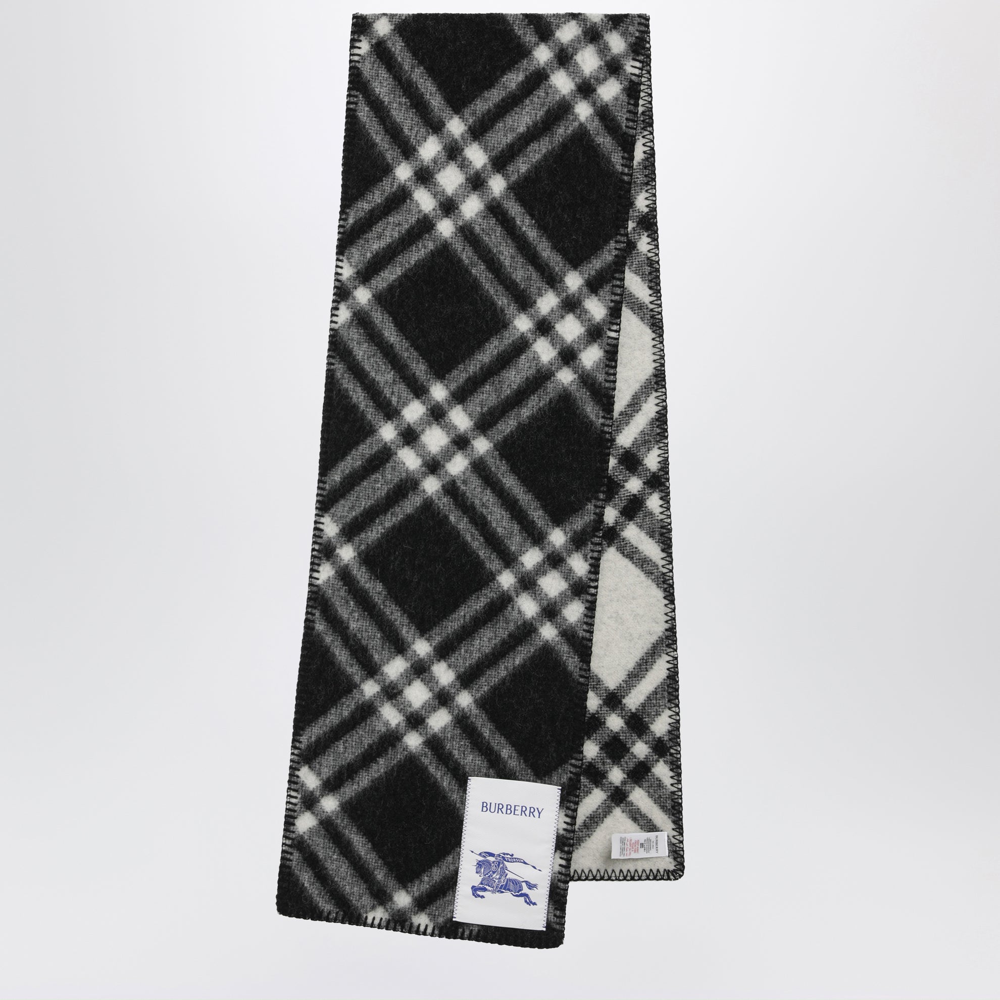 Black Check Wool Scarf