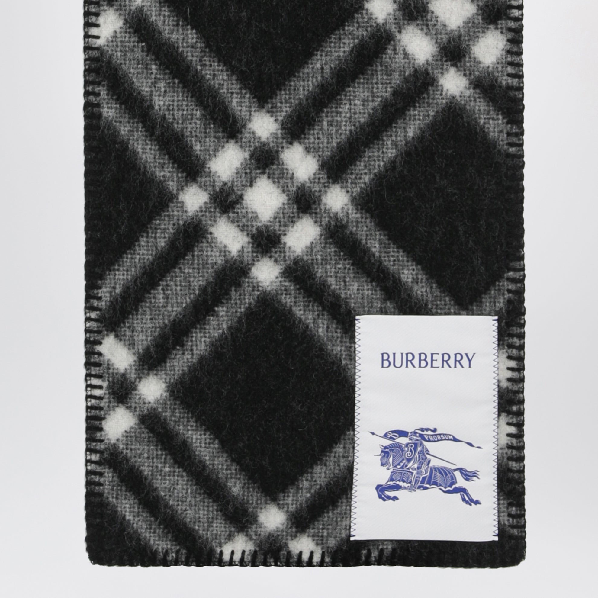 Black Check Wool Scarf
