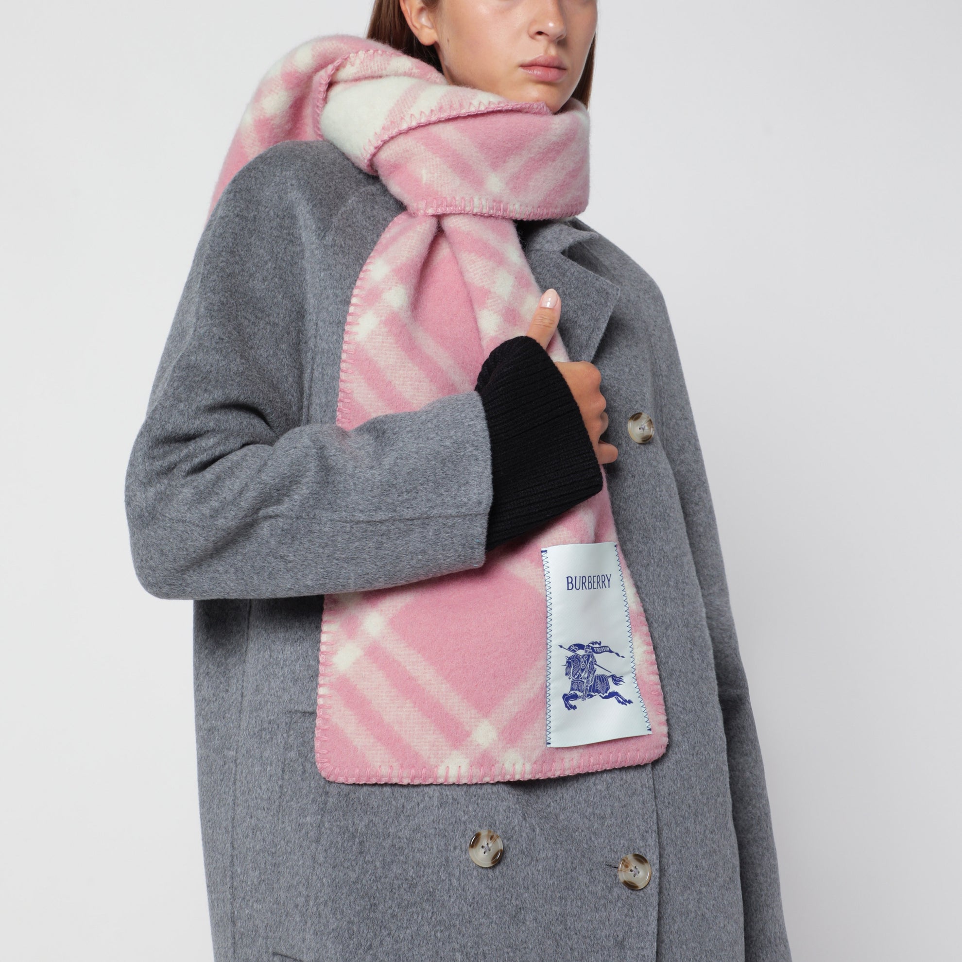 Écharpe Check rose en laine