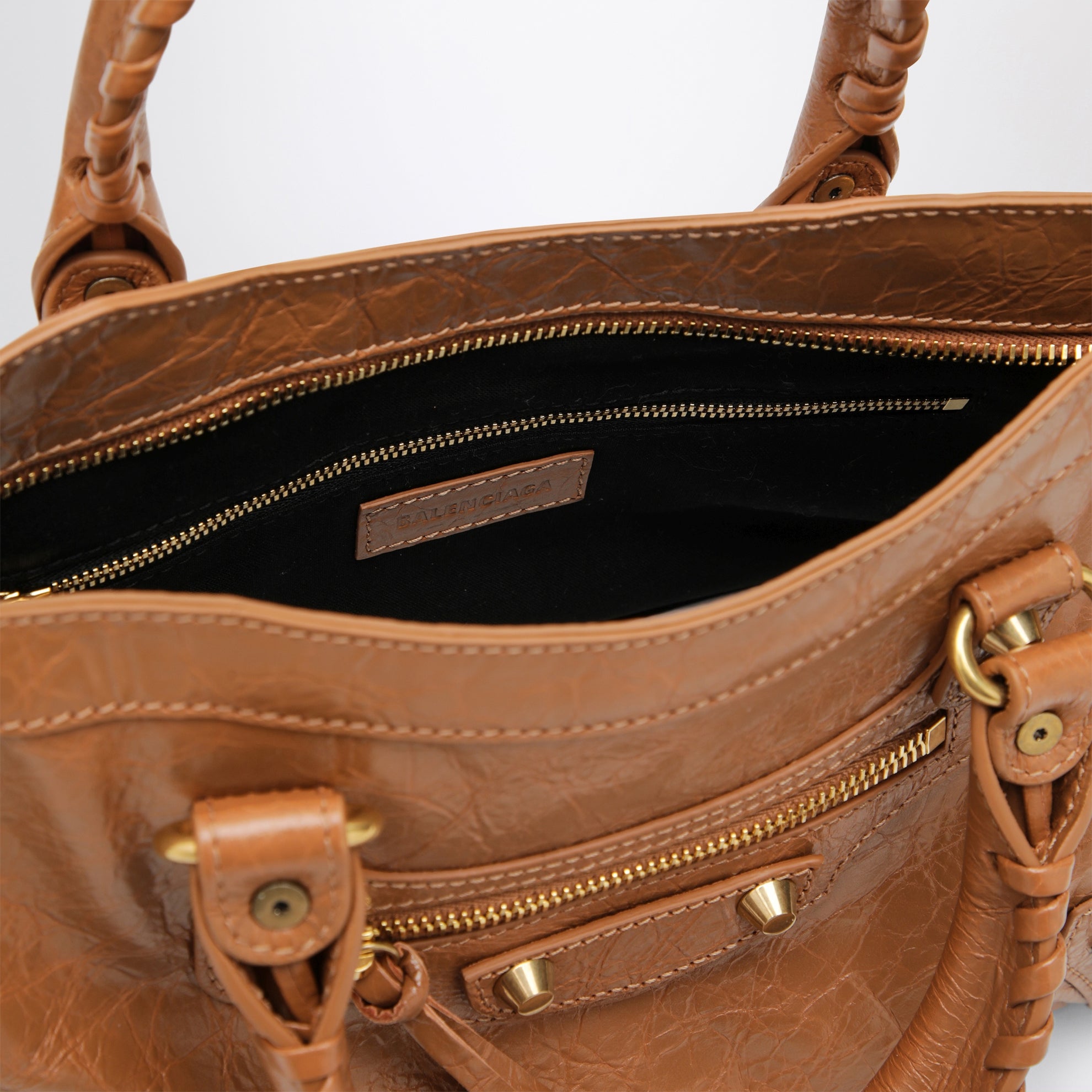 Small beige/antique gold Le City bag