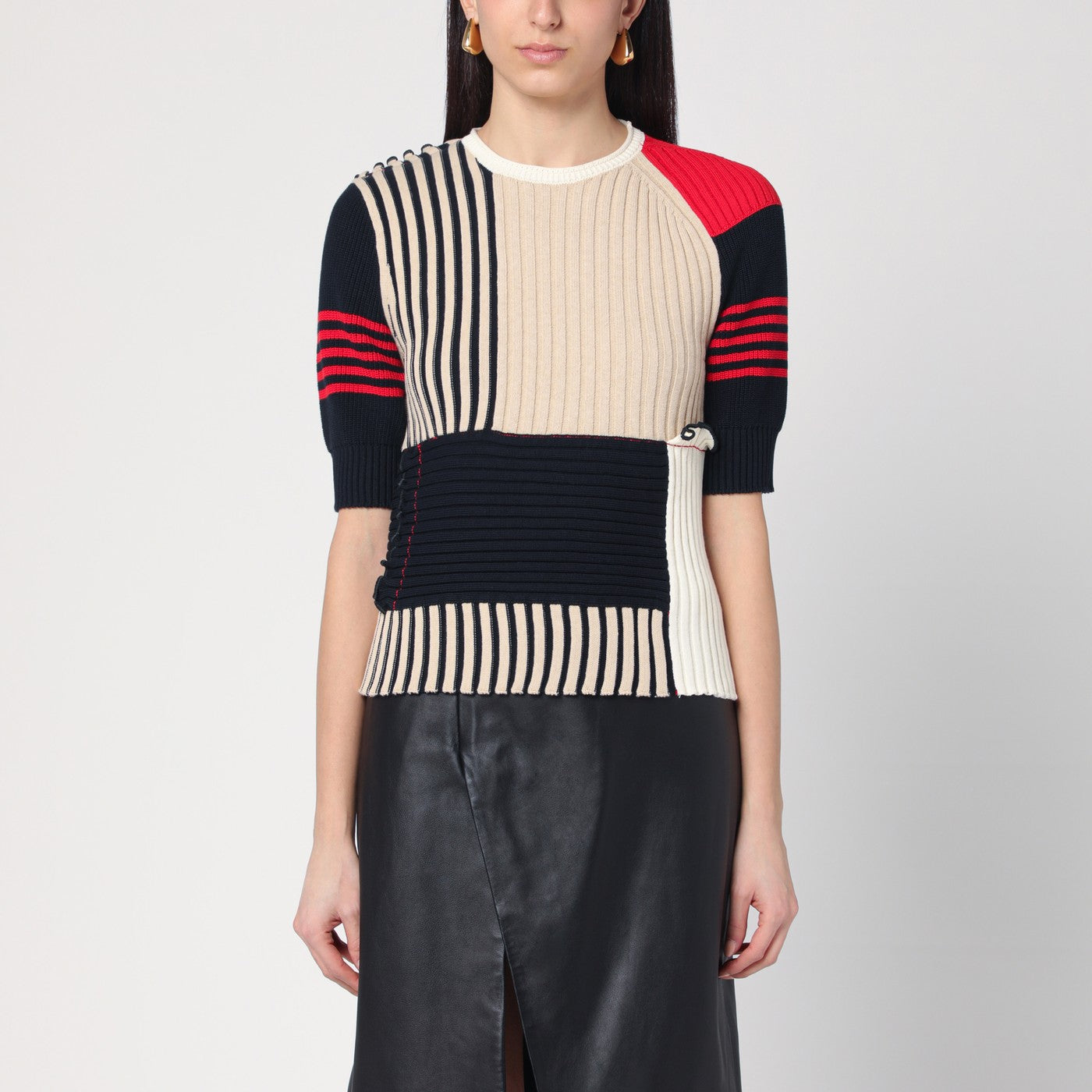 Maglia a righe multicolore in cotone
