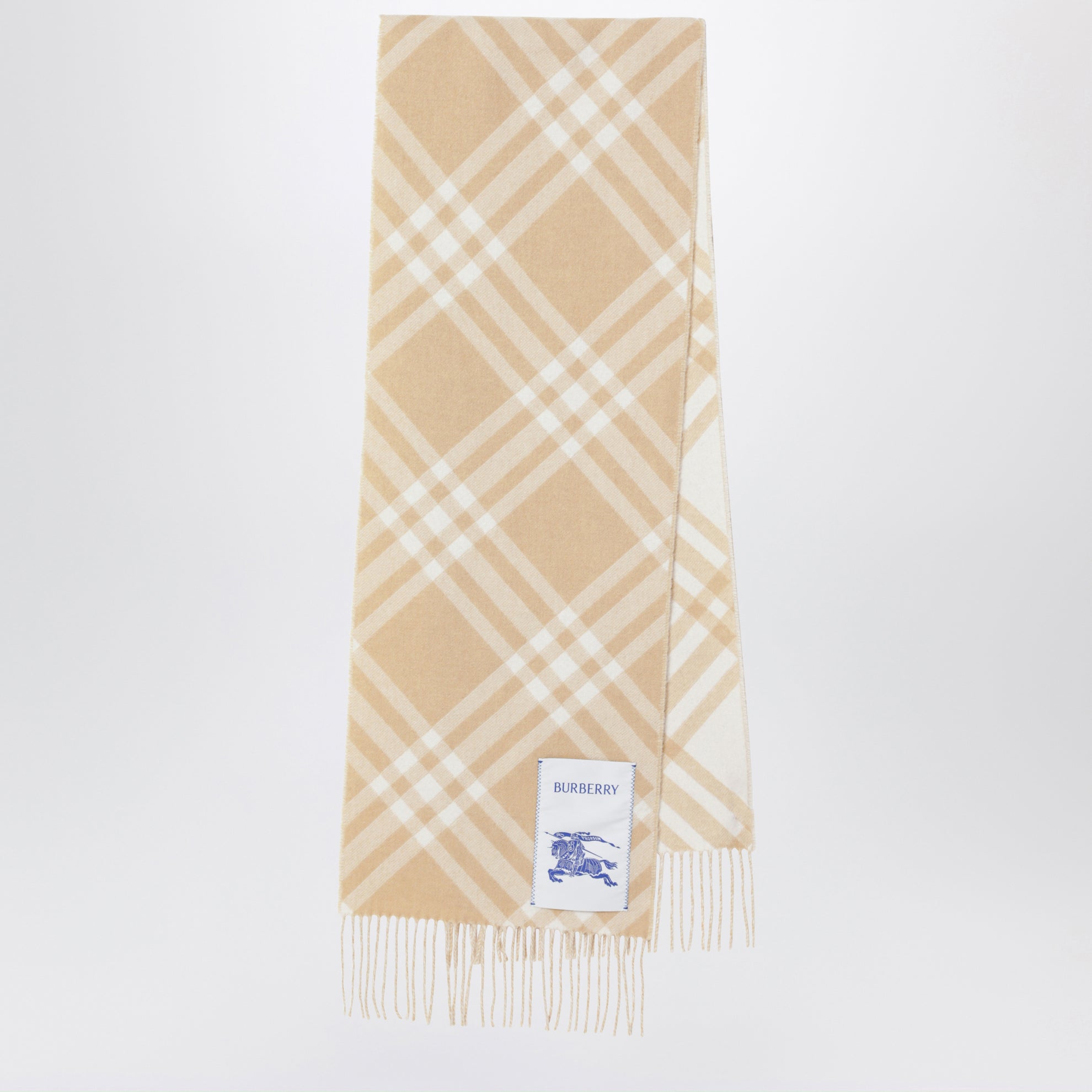 Sand Check cashmere scarf