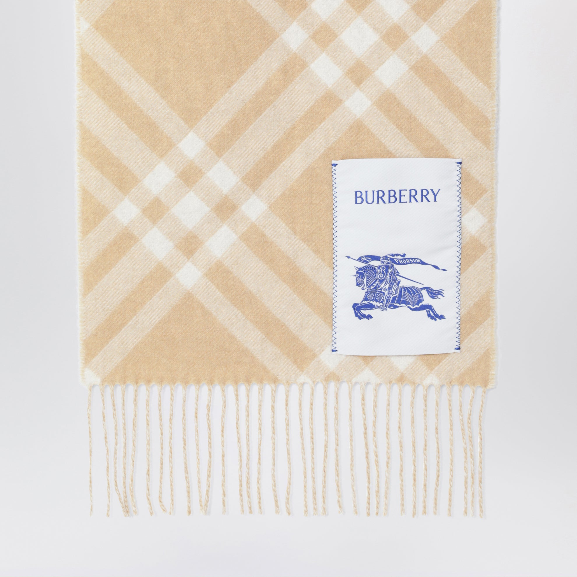 Sand Check cashmere scarf
