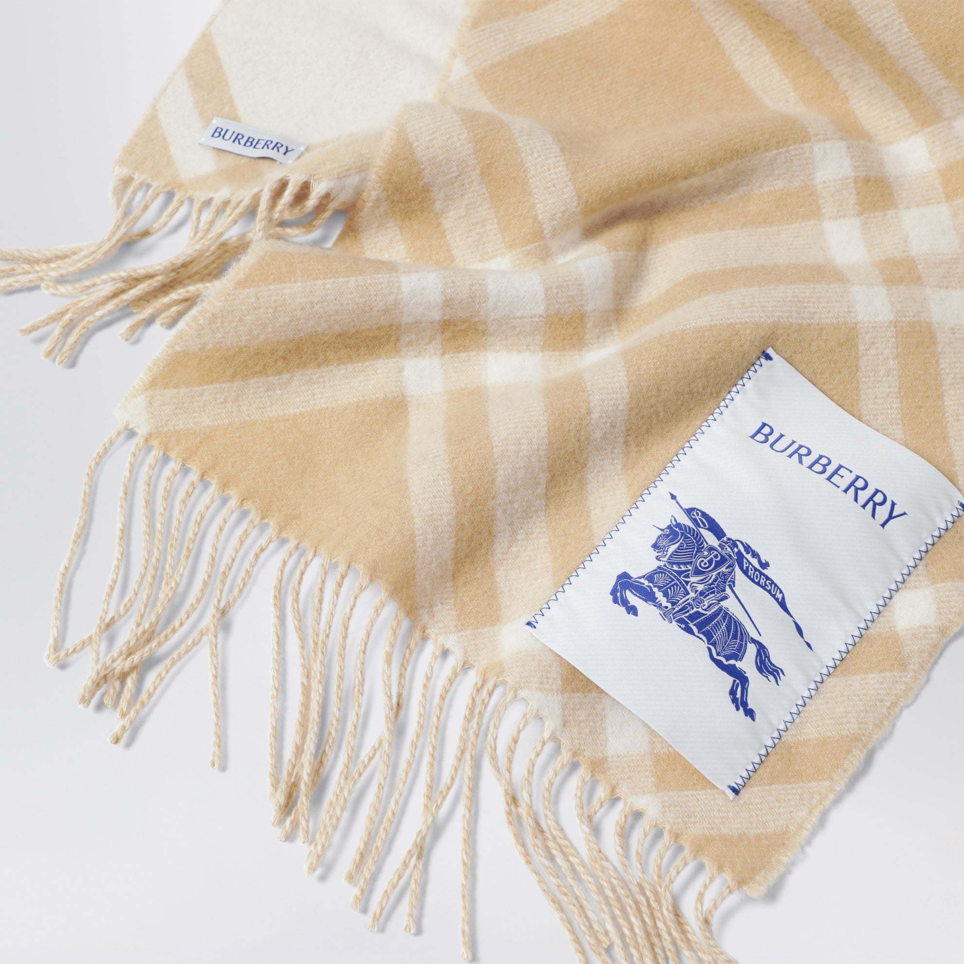 Sand Check cashmere scarf