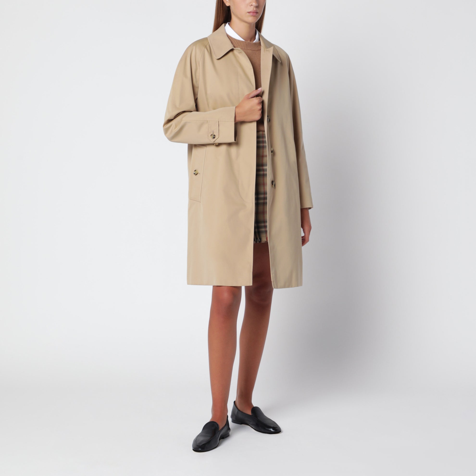 Trench classique couleur miel en coton