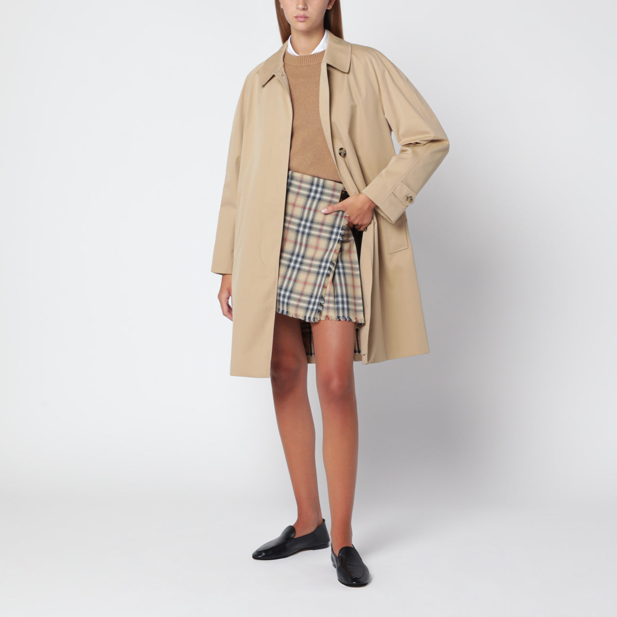 Trench classique couleur miel en coton